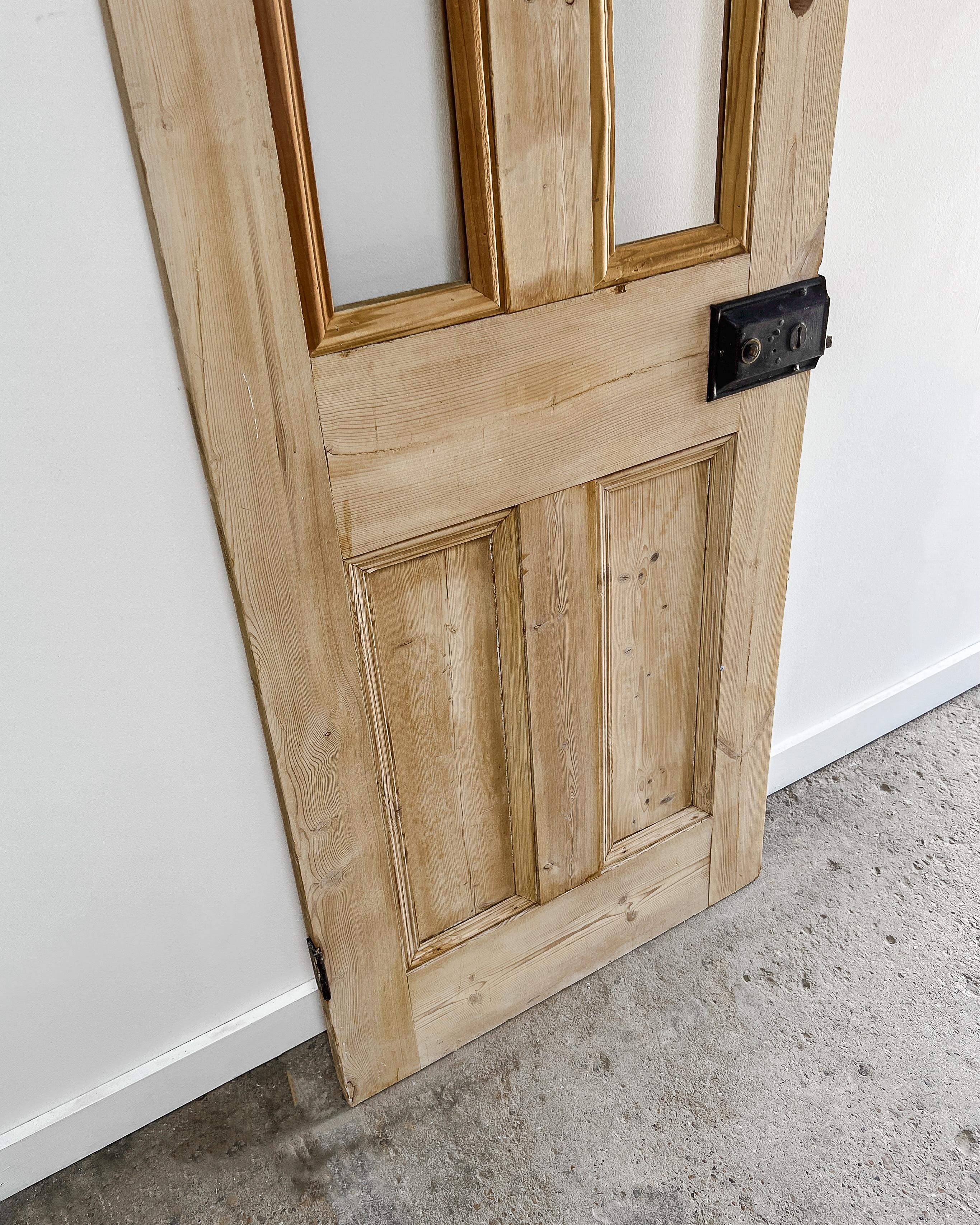 19th Century Reclaimed 2-Lite English Pine Door For Sale 9