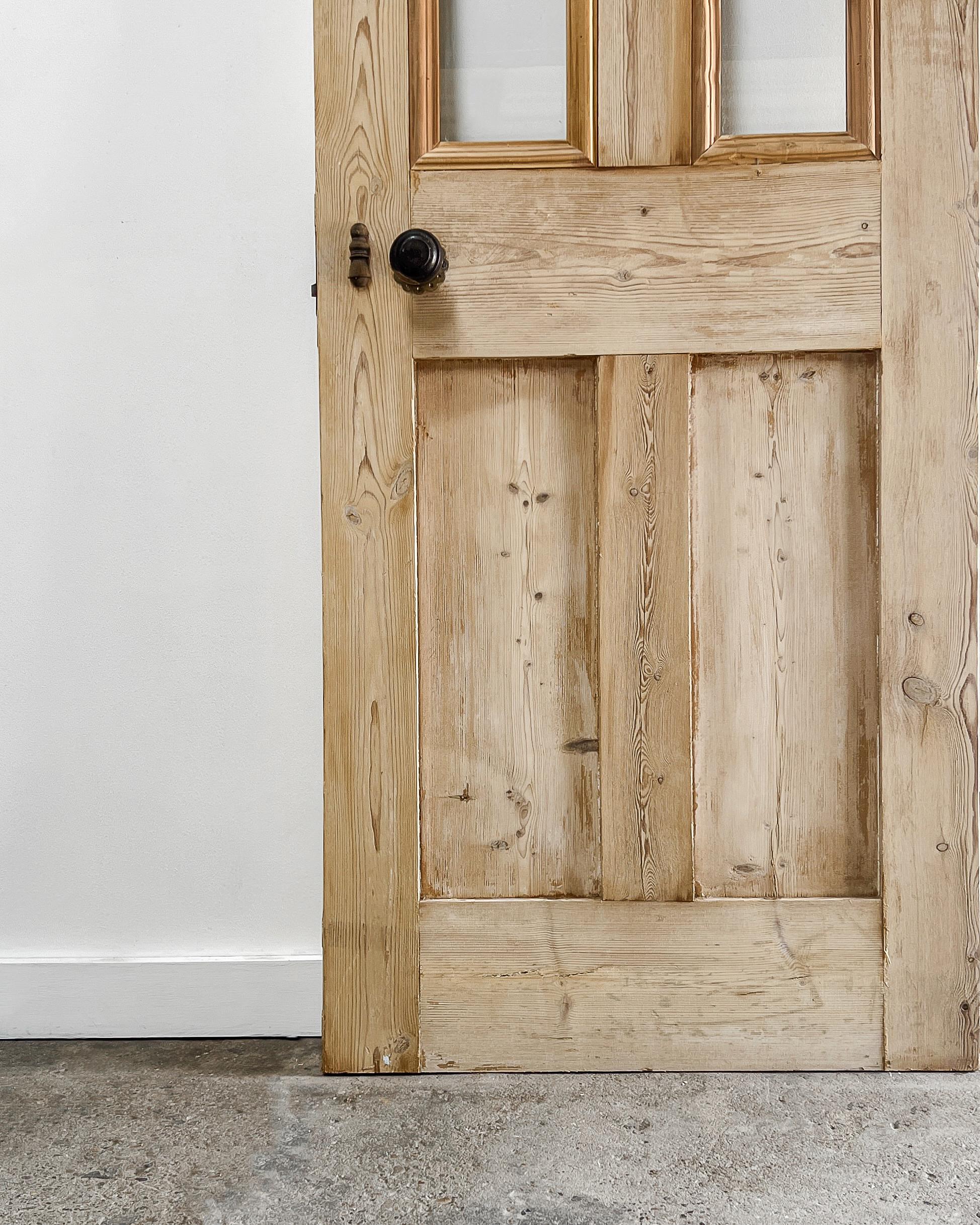 19th Century Reclaimed 2-Lite English Pine Door In Good Condition For Sale In Mckinney, TX