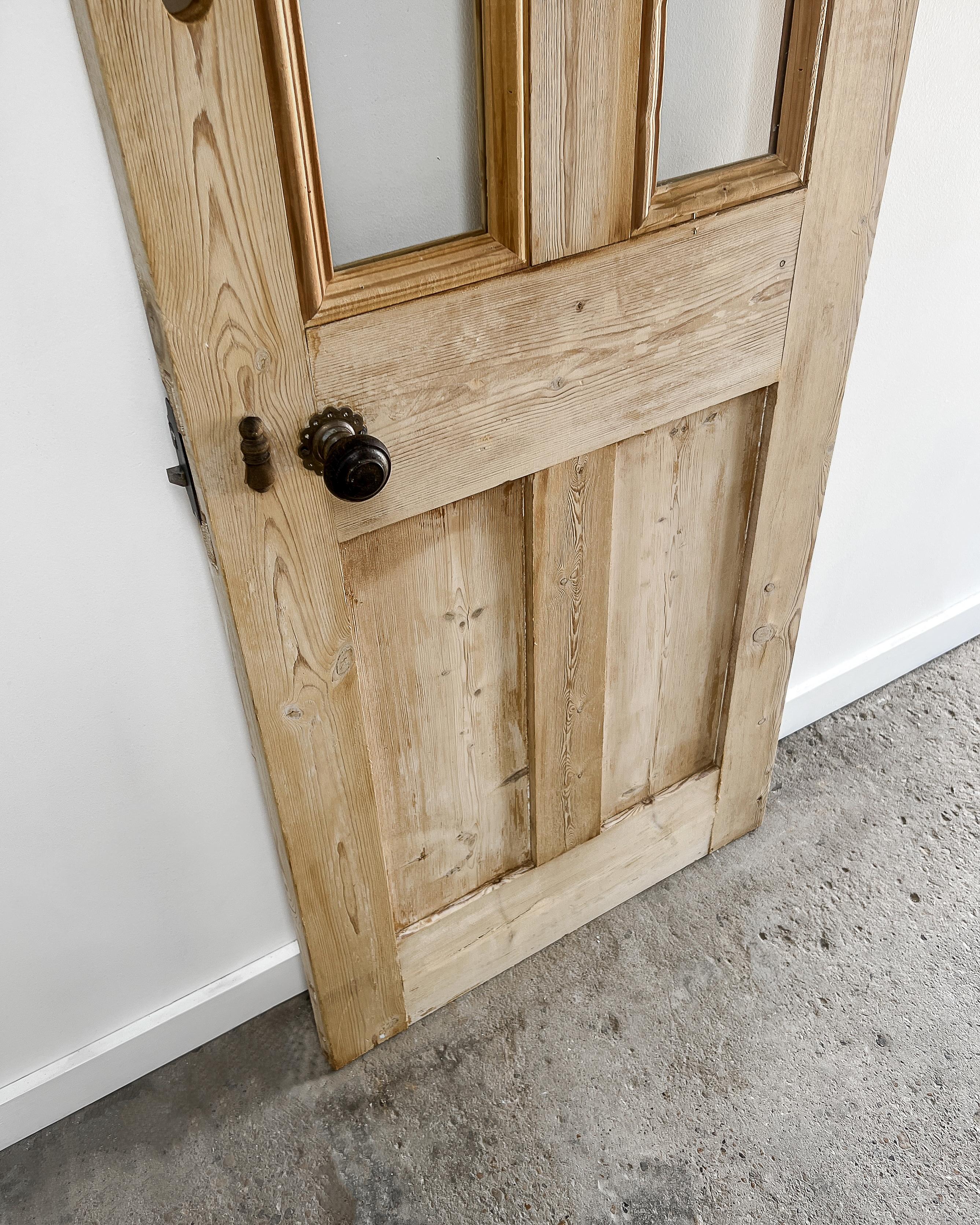 19th Century Reclaimed 2-Lite English Pine Door For Sale 2