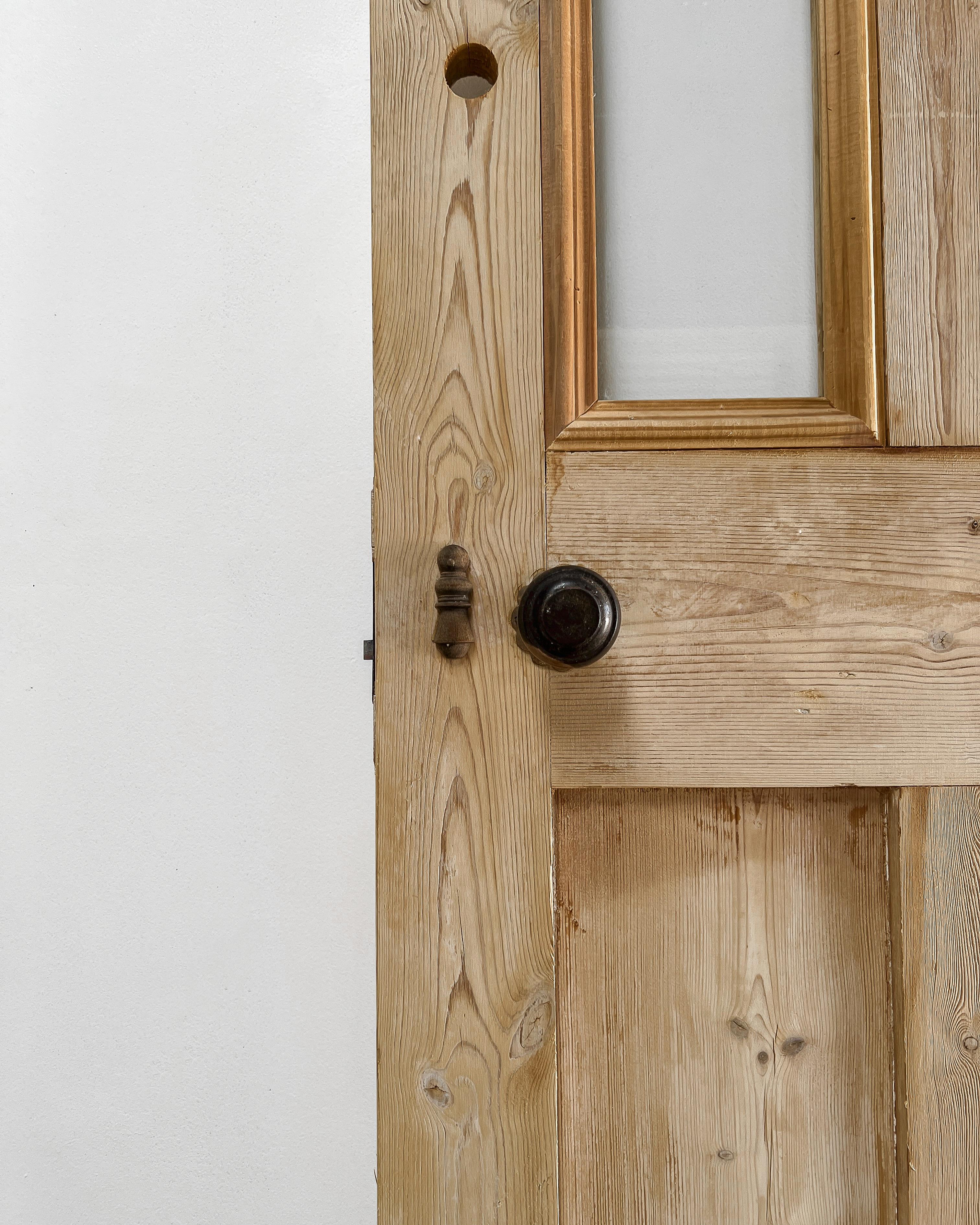 19th Century Reclaimed 2-Lite English Pine Door For Sale 3