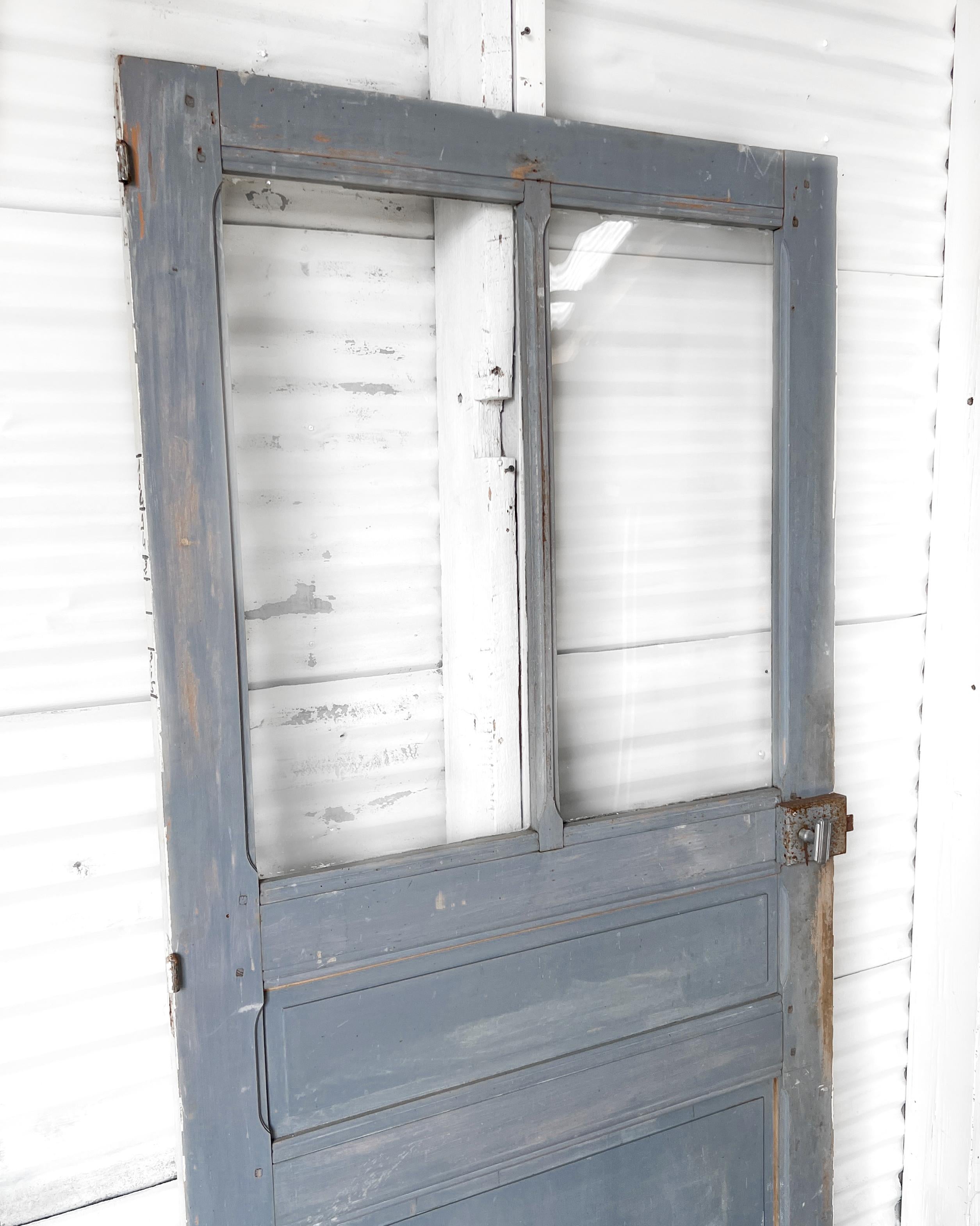 Wood 19th Century Reclaimed 2-Lite French Door For Sale