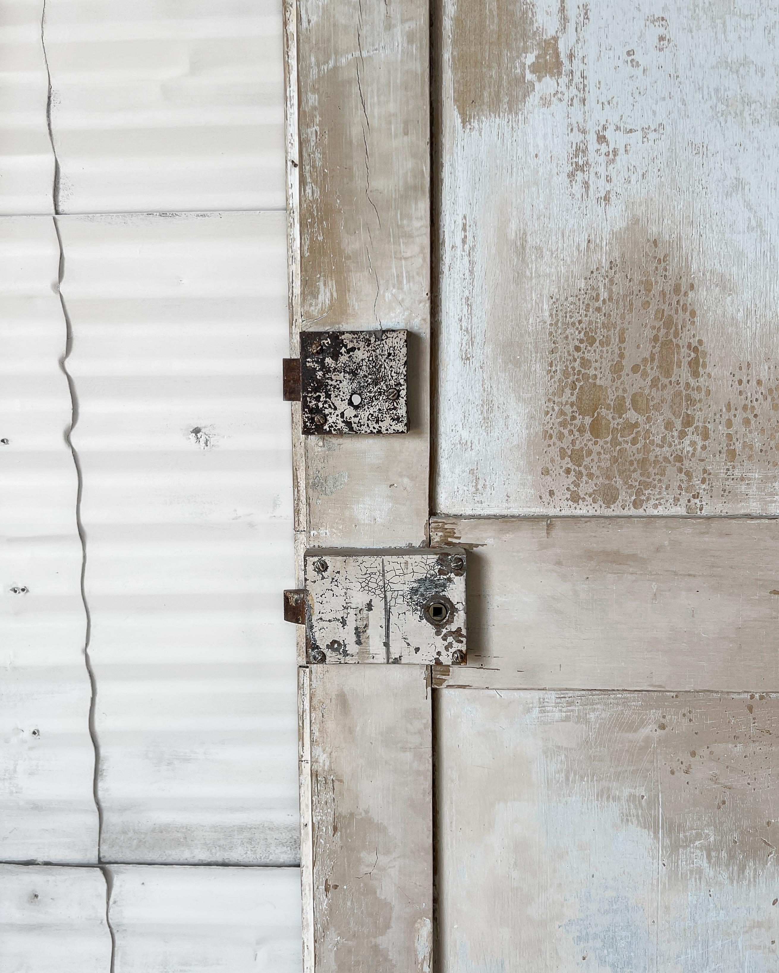 Puerta francesa de 2 hojas recuperada del siglo XIX con pintura envejecida en venta 7