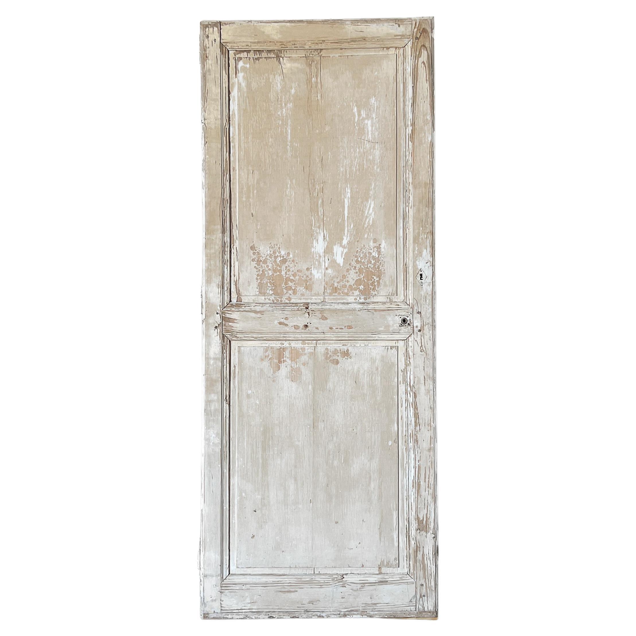 19th Century Reclaimed 2-Panel French Door with Weathered Paint