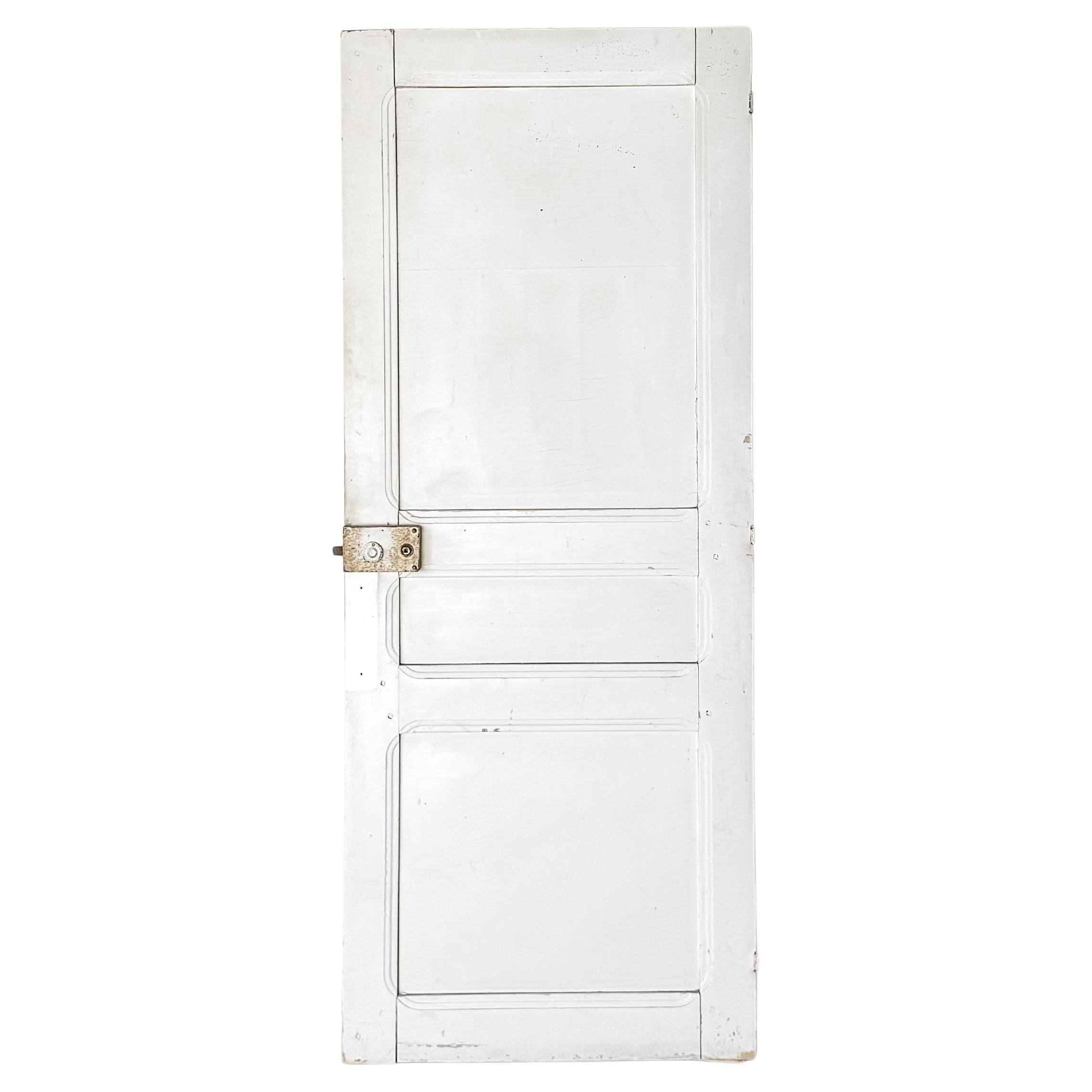 19th Century Reclaimed 3-Panel French Door with Alabaster Paint
