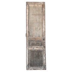 19th Century Reclaimed 3-Panel French Door with Greige Paint