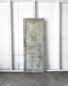 19th Century Reclaimed 3-Panel French Door with Layered Paint