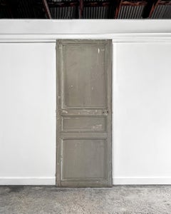 19th Century Reclaimed 3-Panel French Door with Sage Green Paint