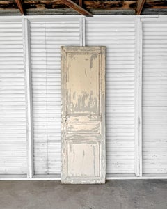 19th Century Reclaimed 3-Panel French Door with Weathered Blush Paint