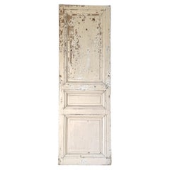 Antique 19th Century Reclaimed 3-Panel French Door with Worn Original Apricot Paint