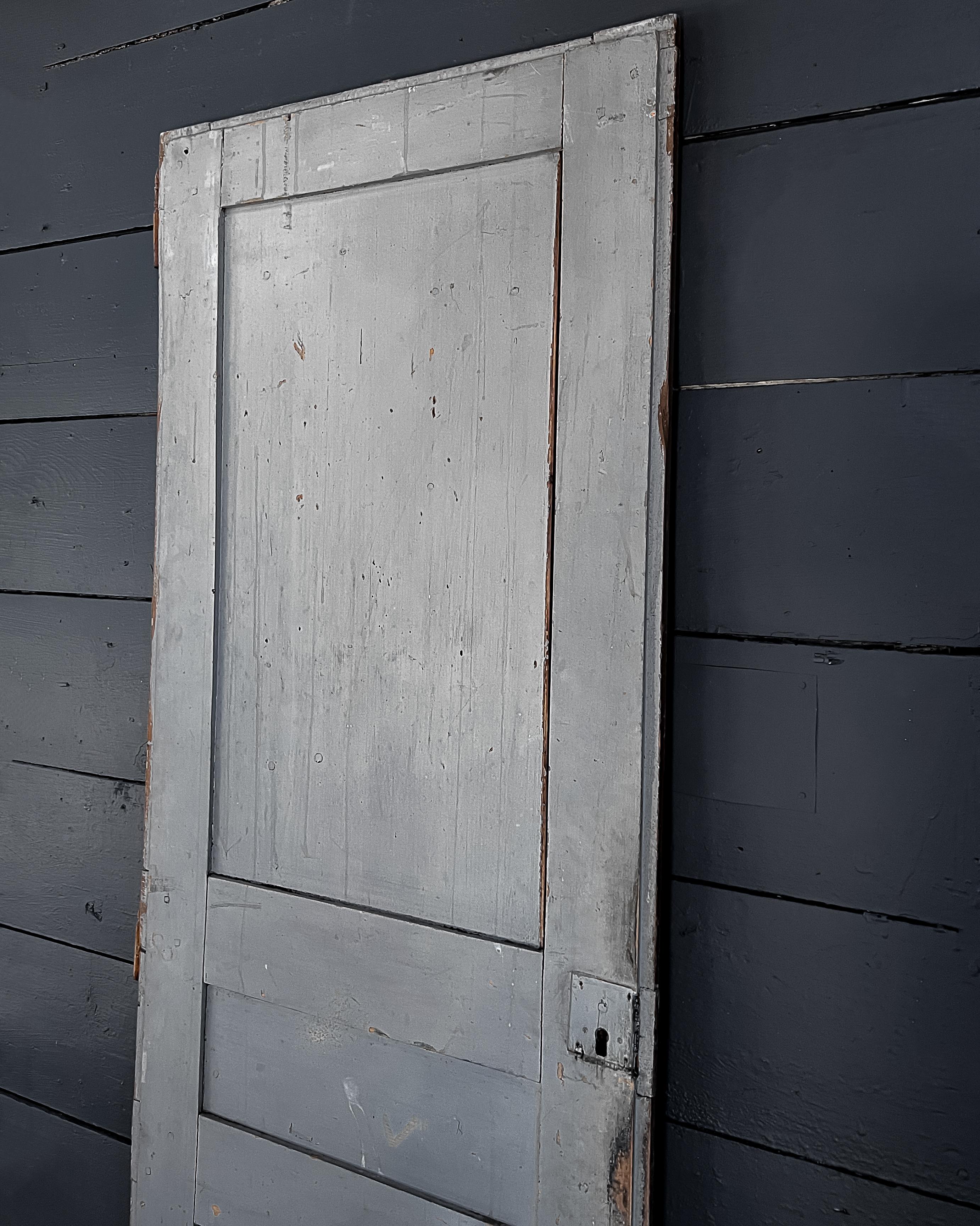 19th Century Reclaimed 3-Panel French Wardrobe Door with Chestnut Paint For Sale 7