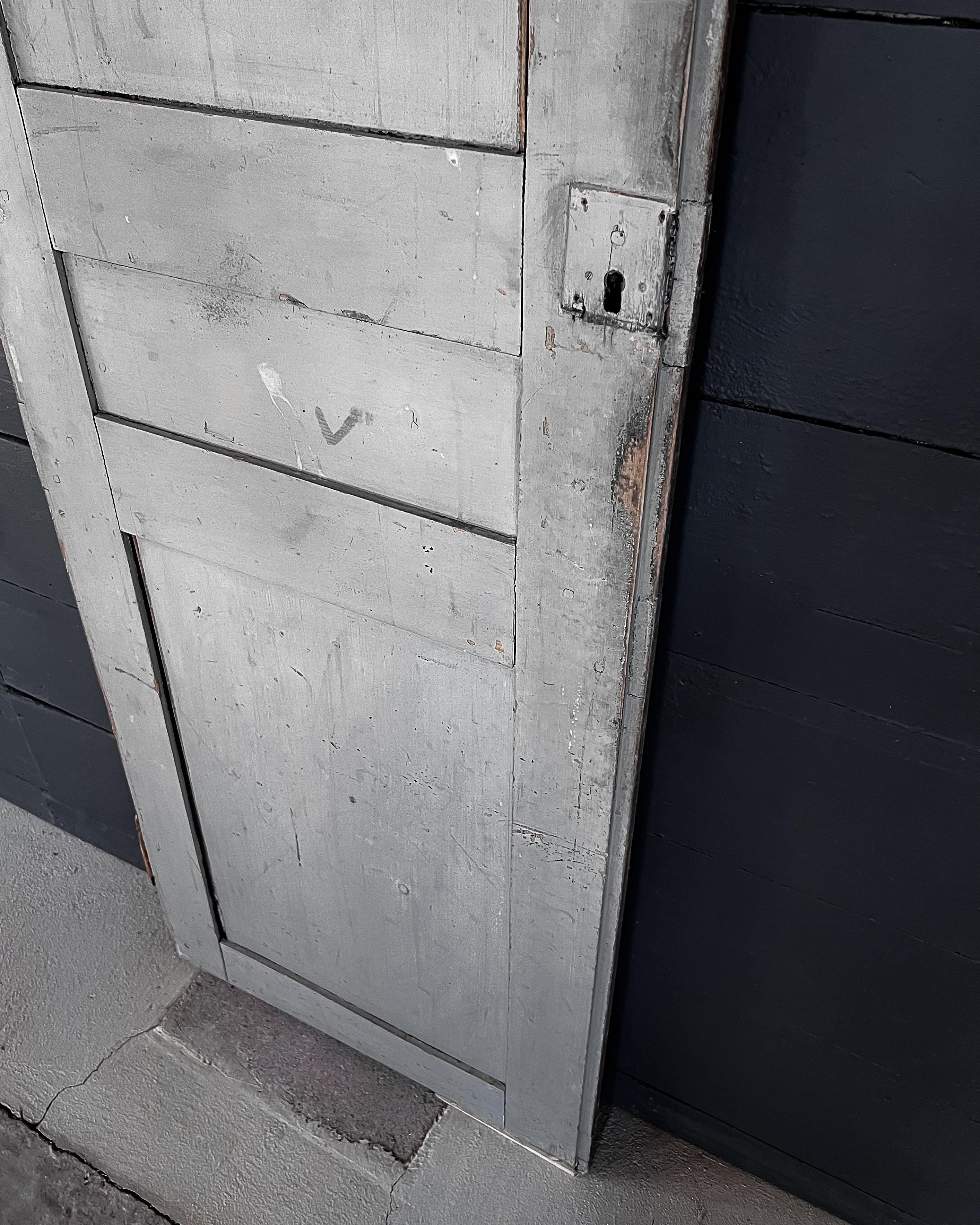 19th Century Reclaimed 3-Panel French Wardrobe Door with Chestnut Paint For Sale 8