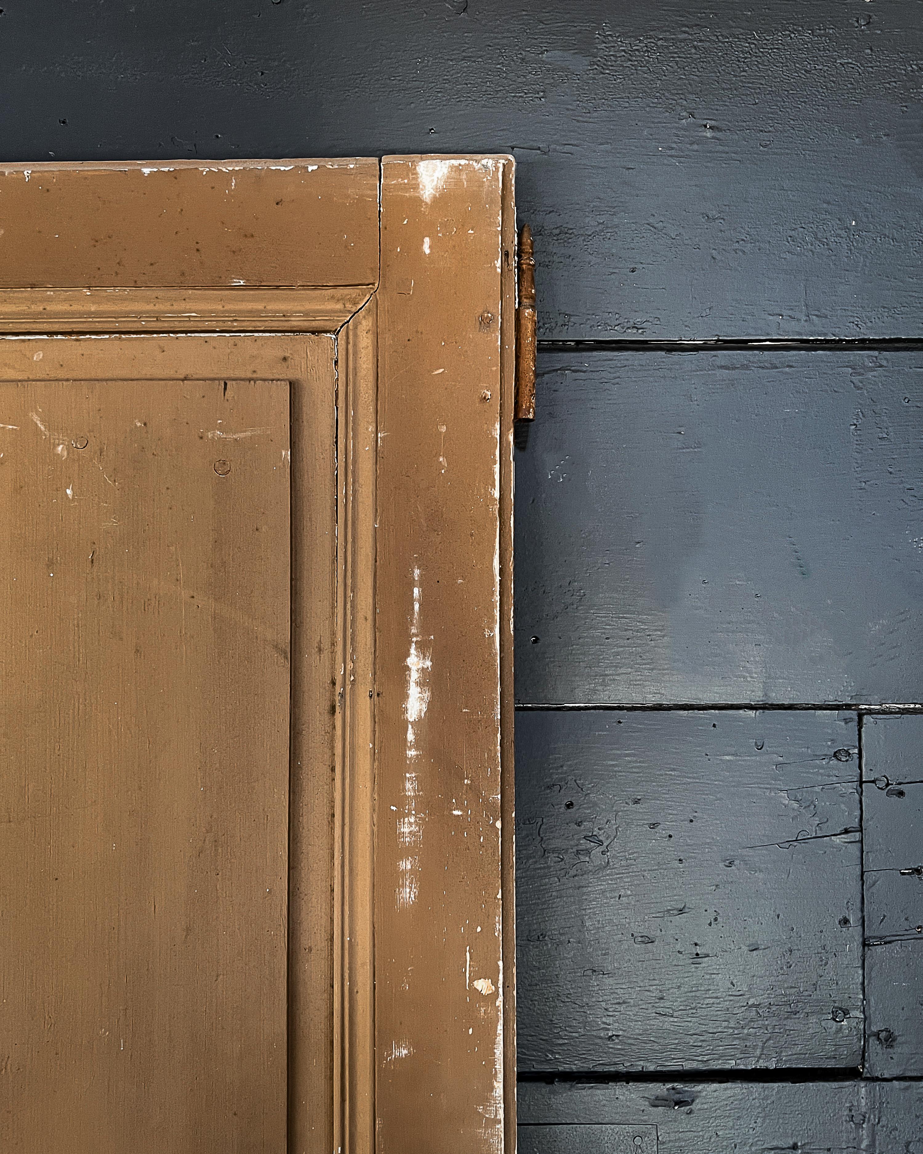 19th Century Reclaimed 3-Panel French Wardrobe Door with Chestnut Paint For Sale 4