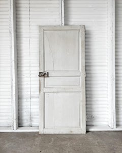 19th Century Reclaimed 3-Panel French Wardrobe Door with White Paint