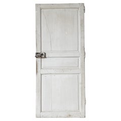 19th Century Reclaimed 3-Panel French Wardrobe Door with White Paint