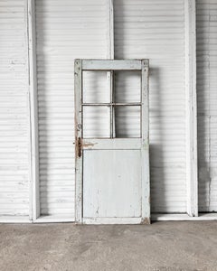 19th Century Reclaimed 4-Lite French Door with Light Blue Paint
