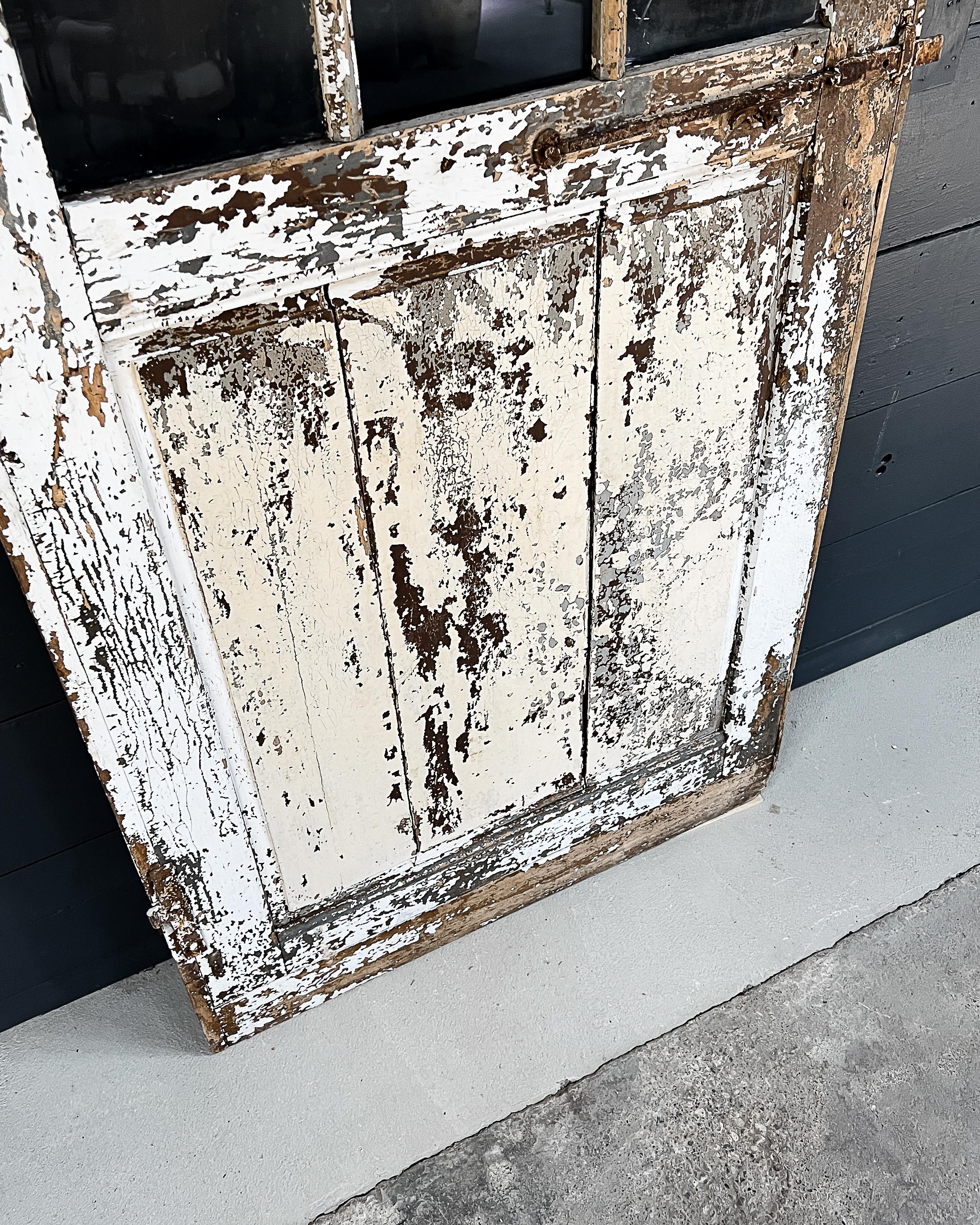 Reclaimierte 9-Licht- französische Tür aus dem 19. Jahrhundert mit Mohnblumenfarbe im Angebot 7