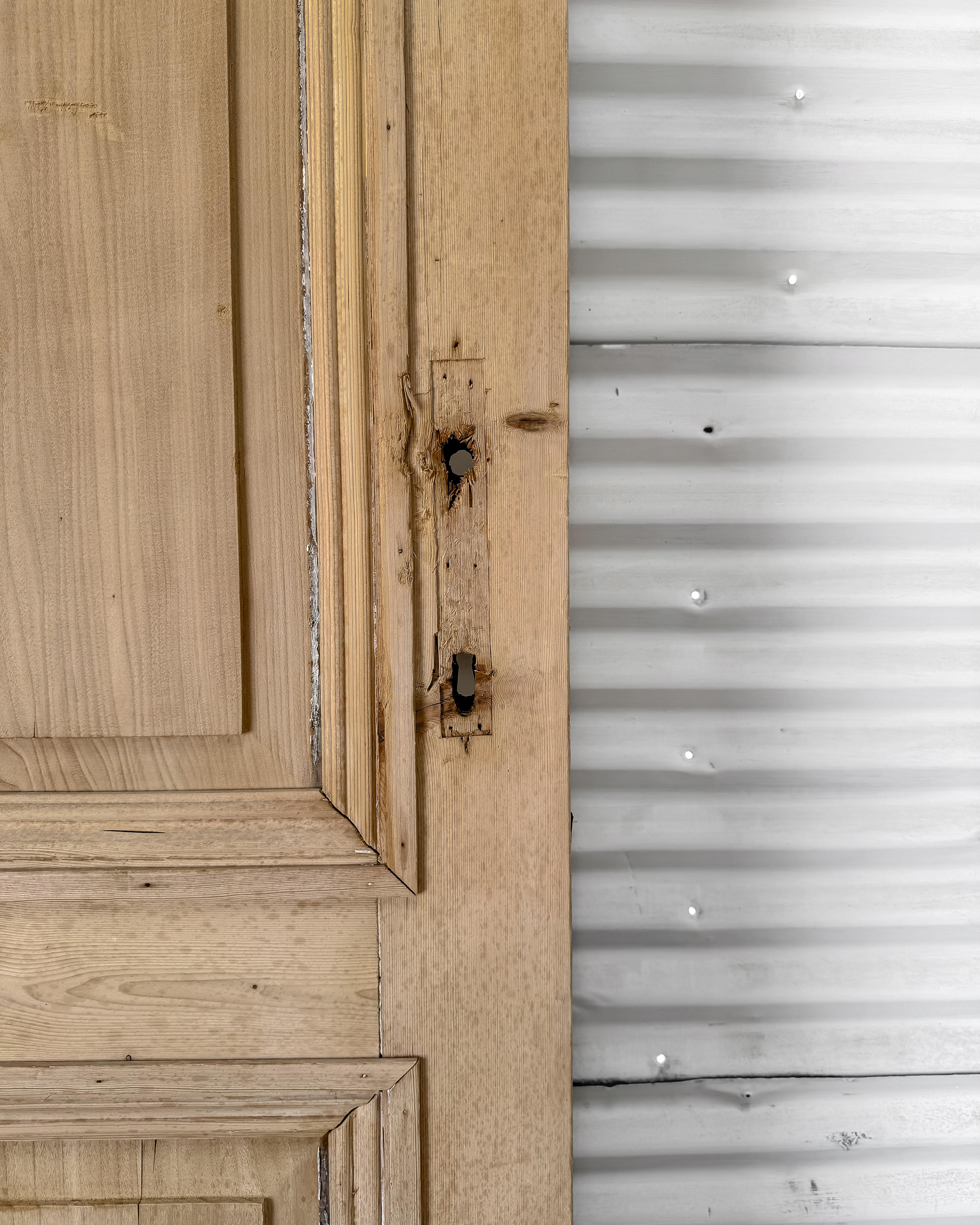 19th Century Reclaimed Belgian 2 Panel Interior Pine Door 8