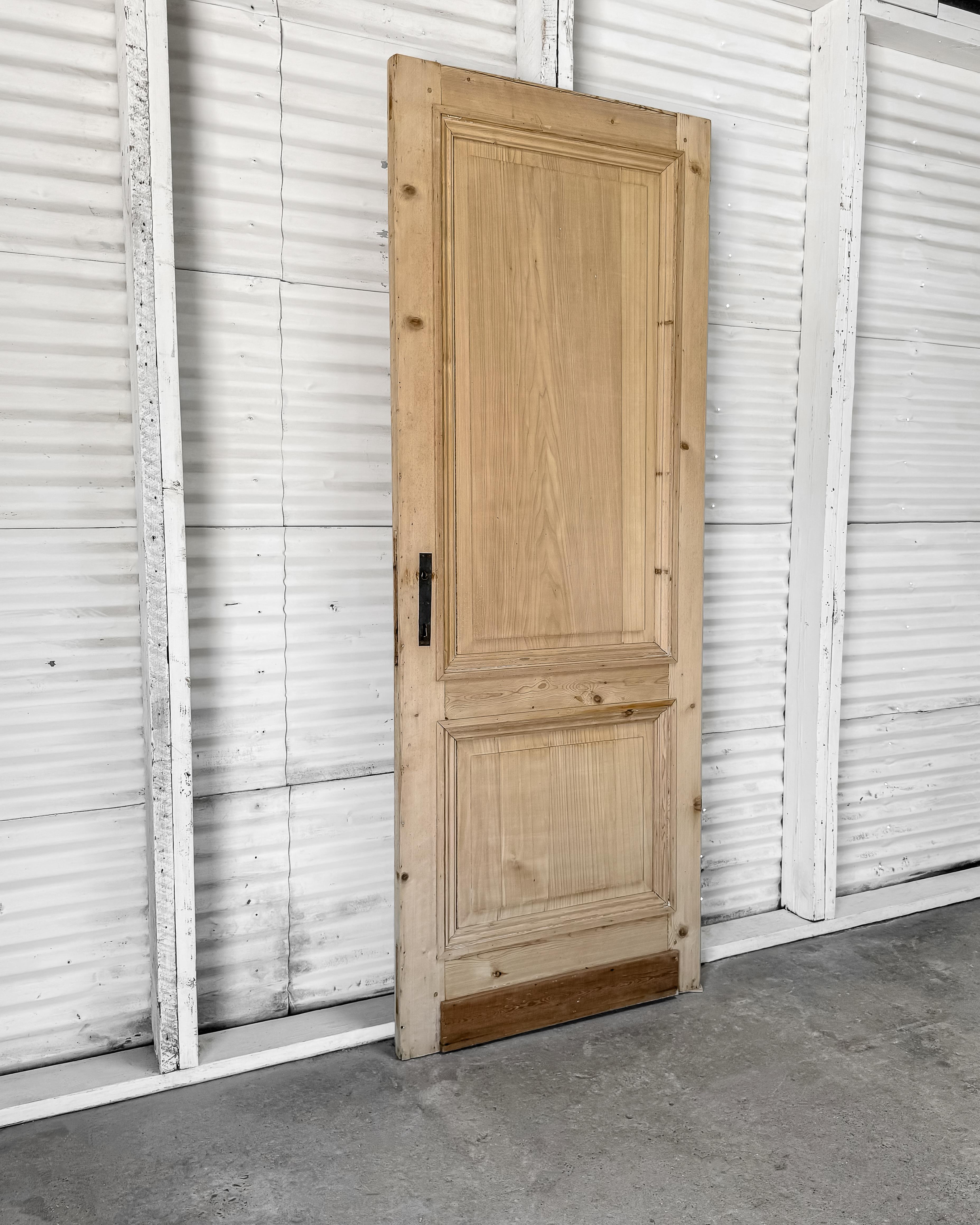 19th Century Reclaimed Belgian 2 Panel Interior Pine Door In Good Condition In Mckinney, TX