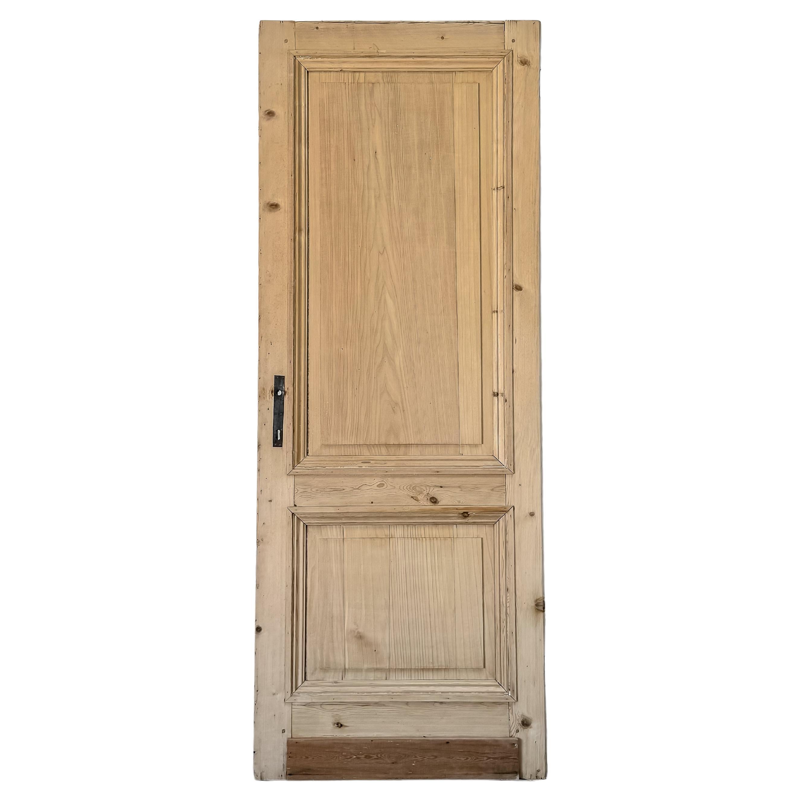 19th Century Reclaimed Belgian 2 Panel Interior Pine Door