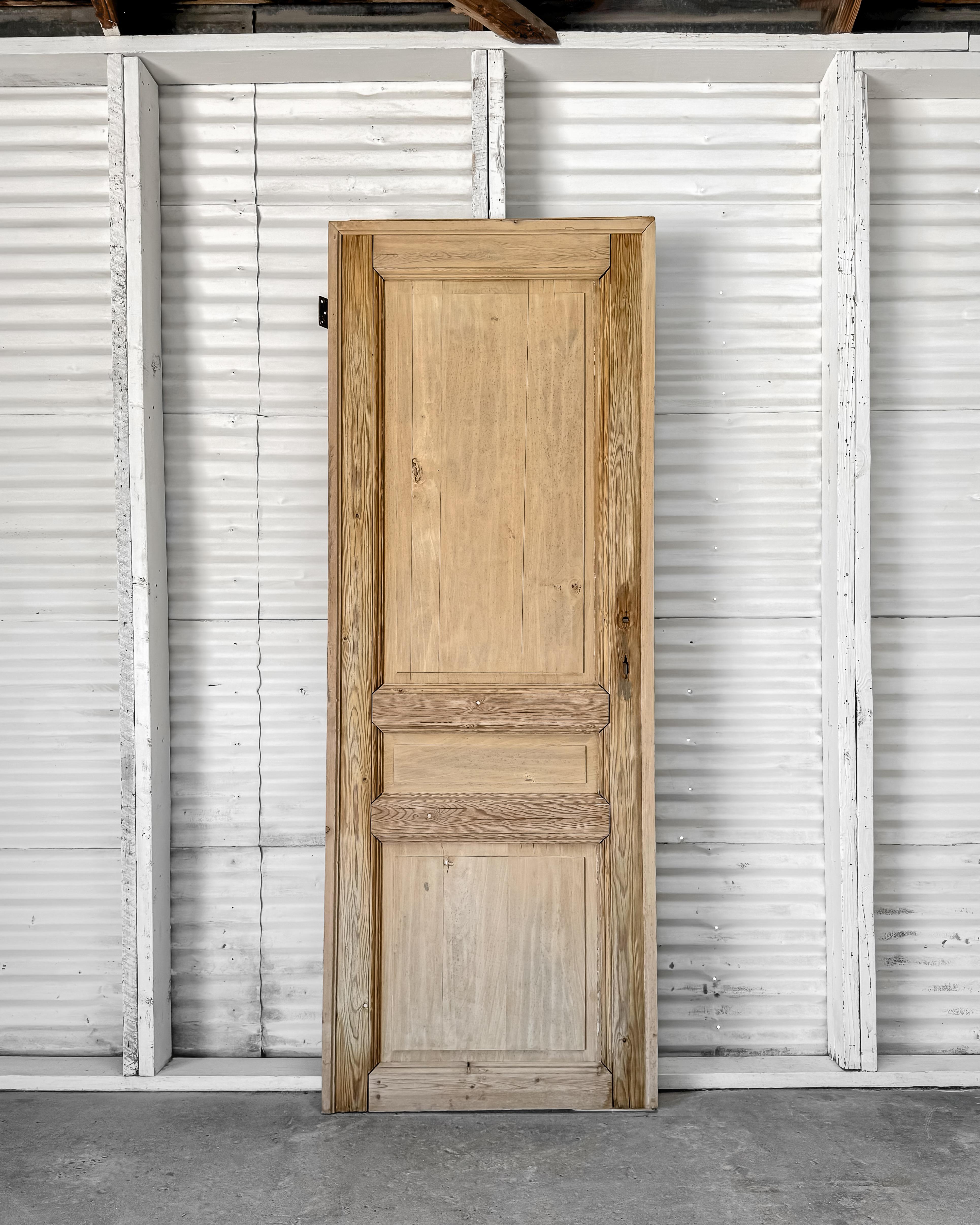 19th Century Reclaimed Belgian 3 Panel Interior Pine Door 7