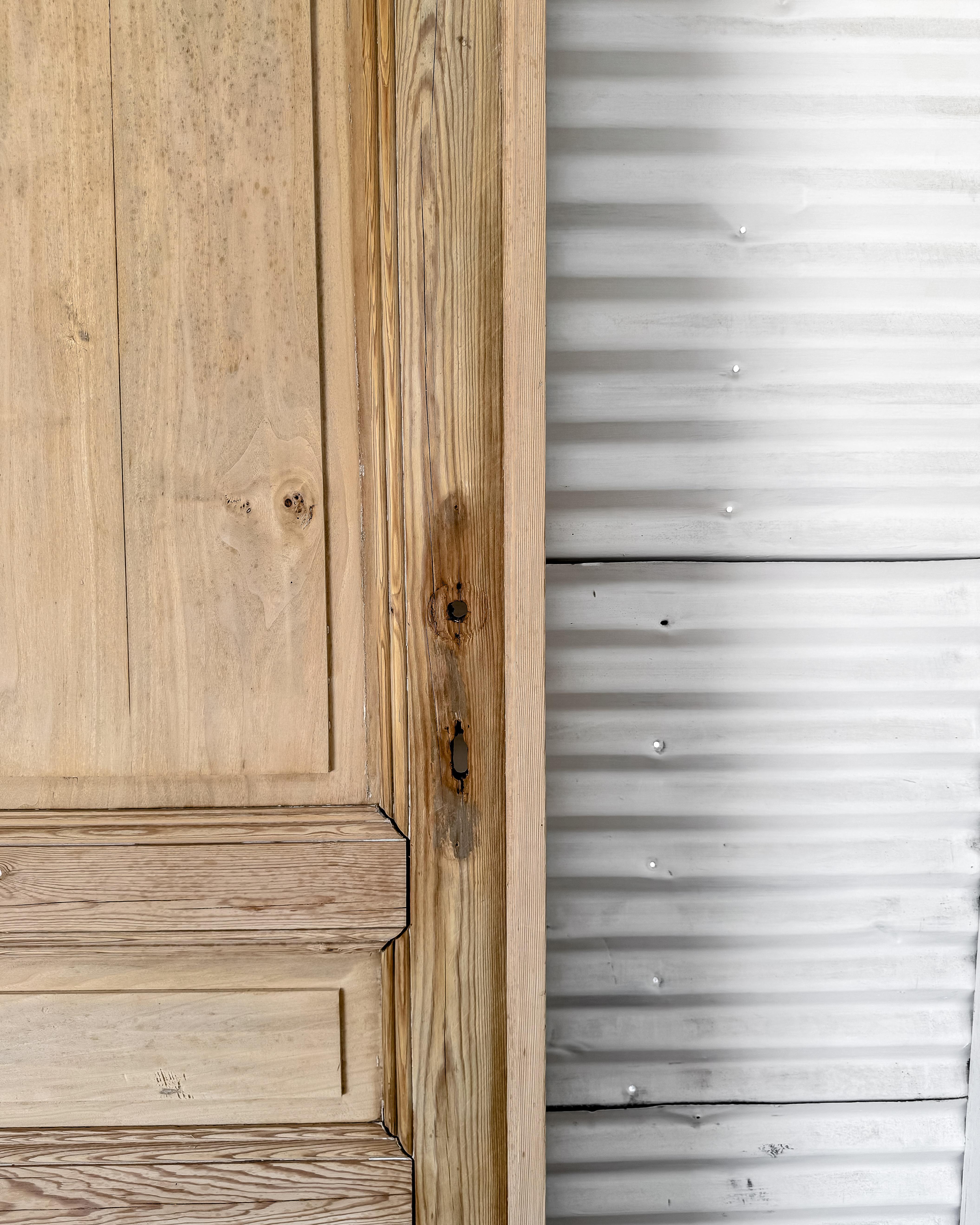 19th Century Reclaimed Belgian 3 Panel Interior Pine Door 10