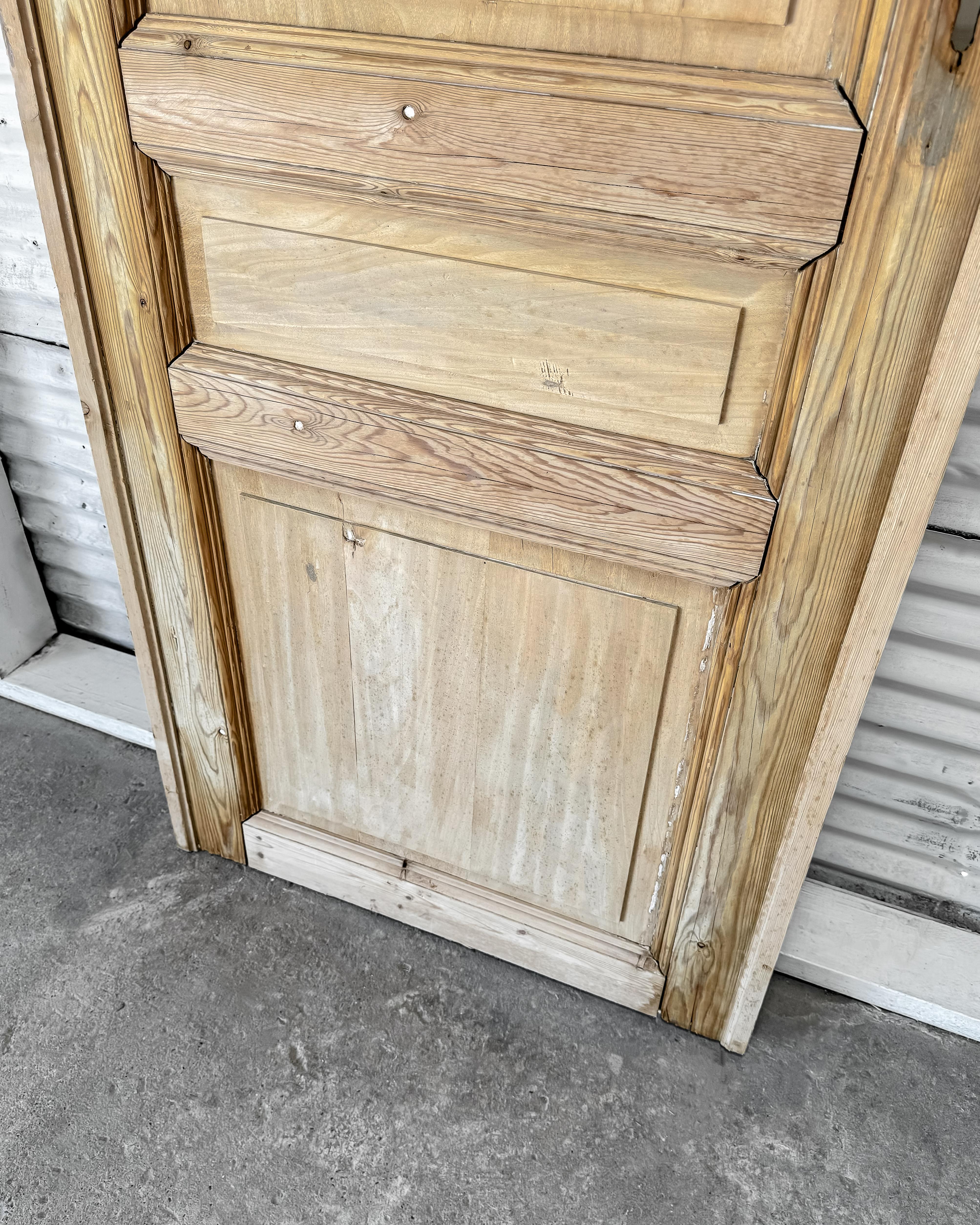 19th Century Reclaimed Belgian 3 Panel Interior Pine Door 11