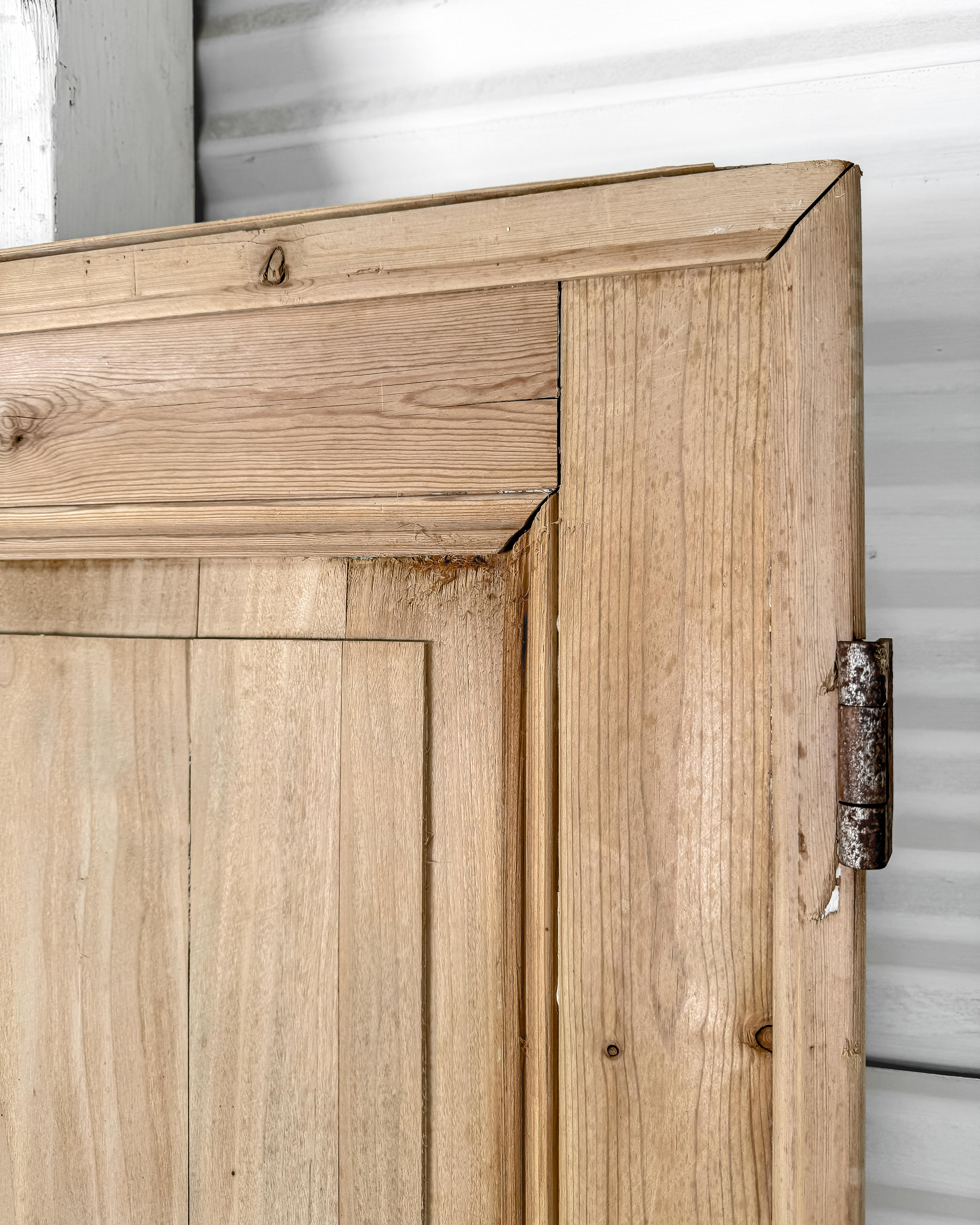 19th Century Reclaimed Belgian 3 Panel Interior Pine Door 2