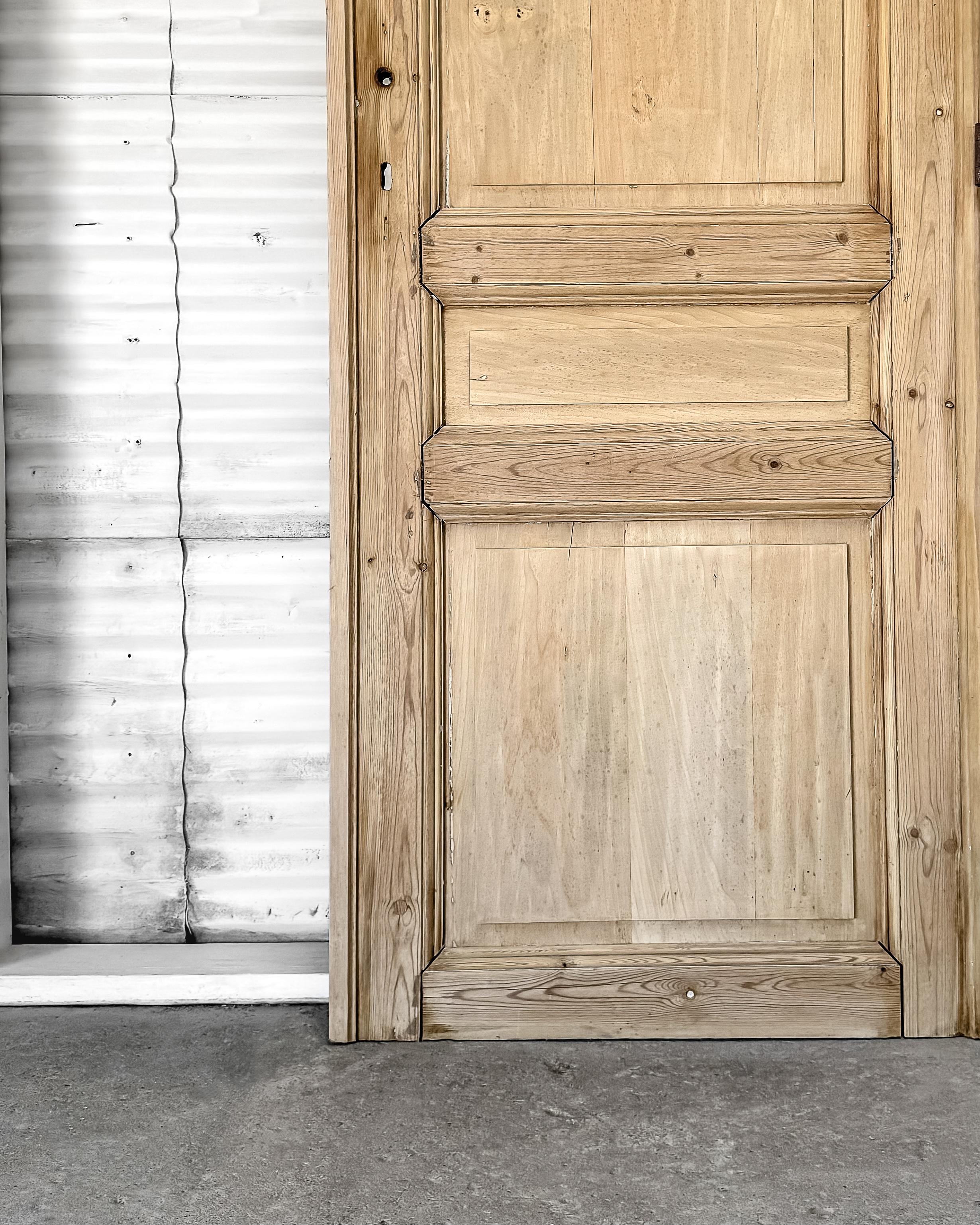 19th Century Reclaimed Belgian 3 Panel Interior Pine Door 4