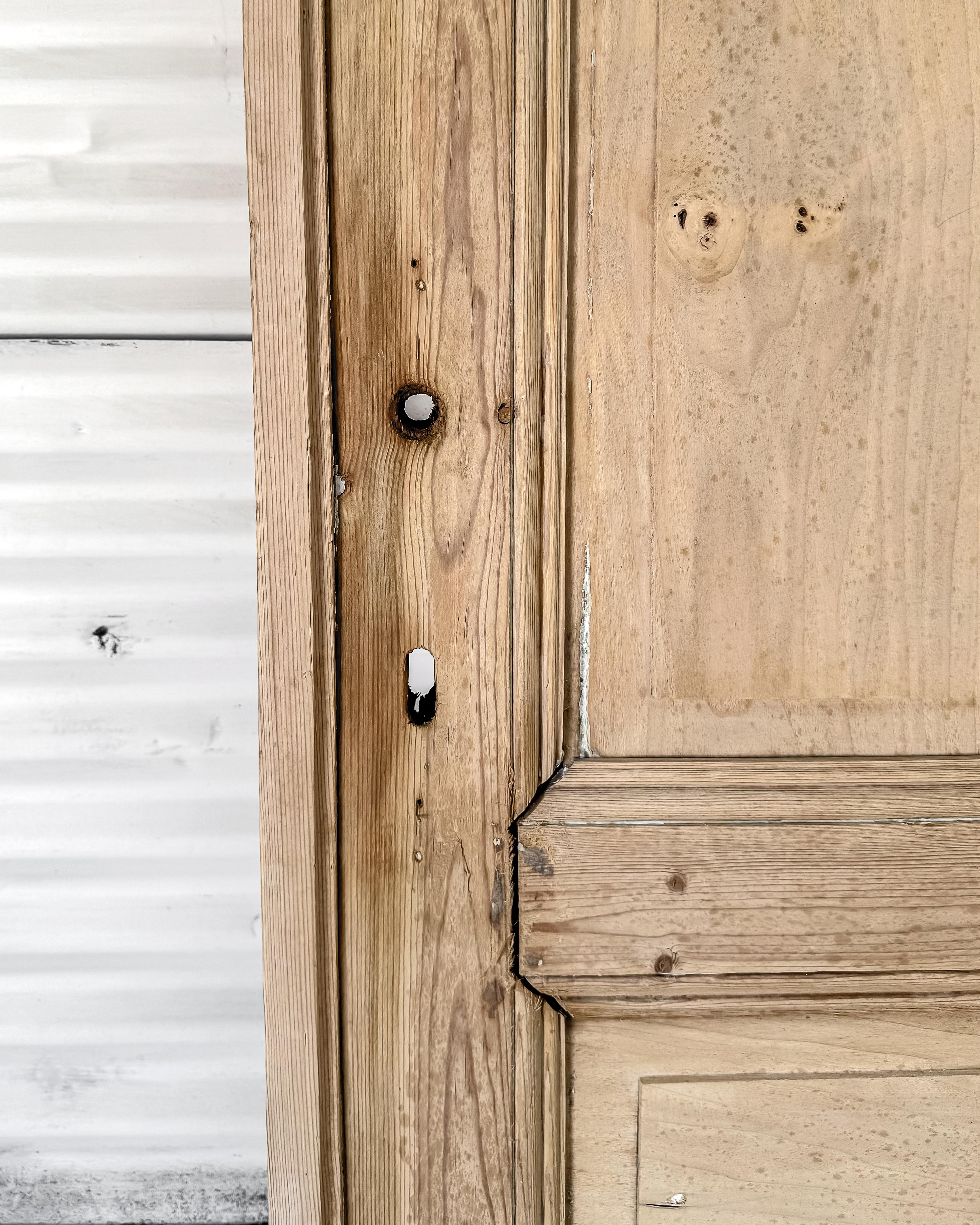 19th Century Reclaimed Belgian 3 Panel Interior Pine Door 5
