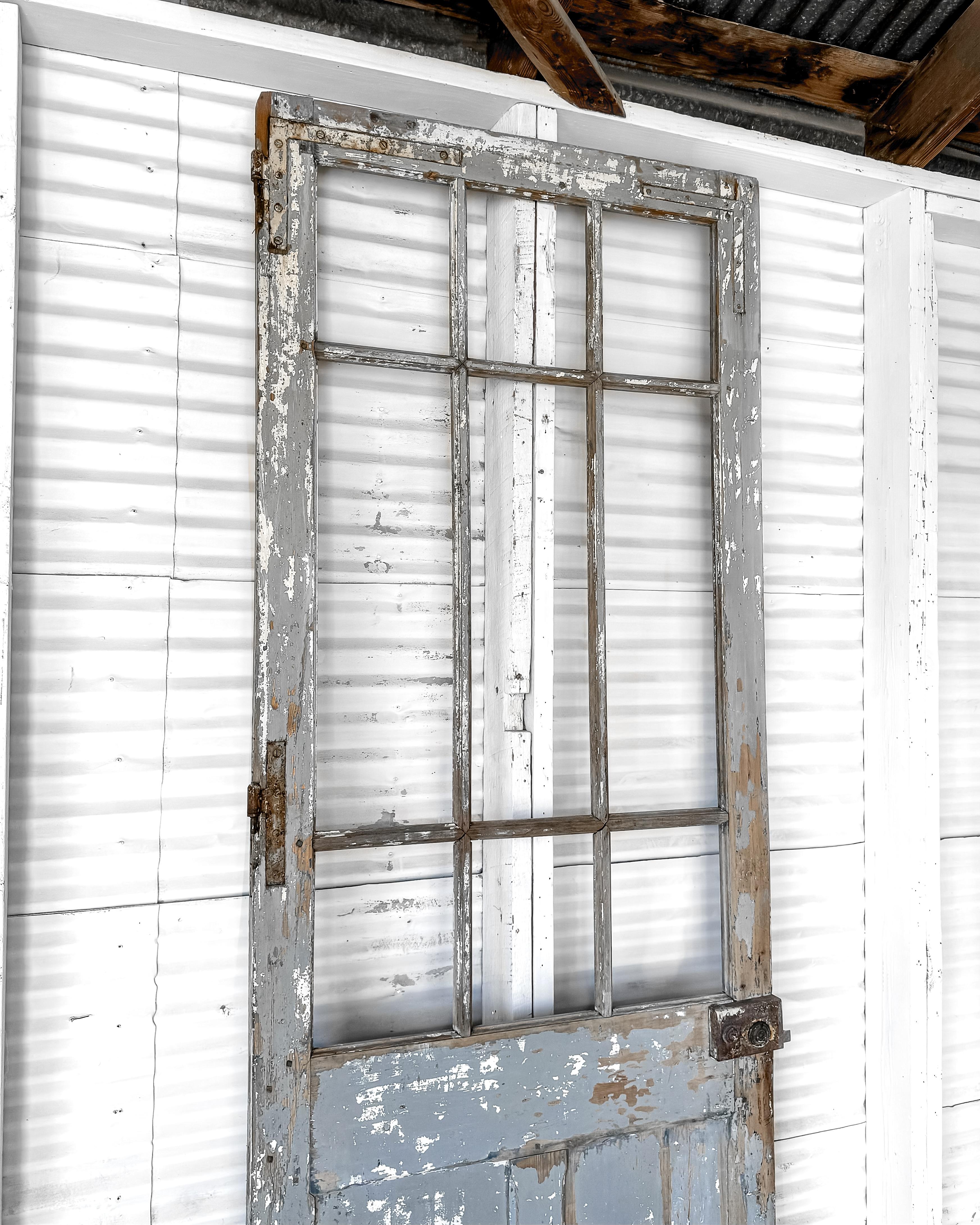 19th Century Reclaimed French 9 Lite Over 2 Panel Exterior Door For