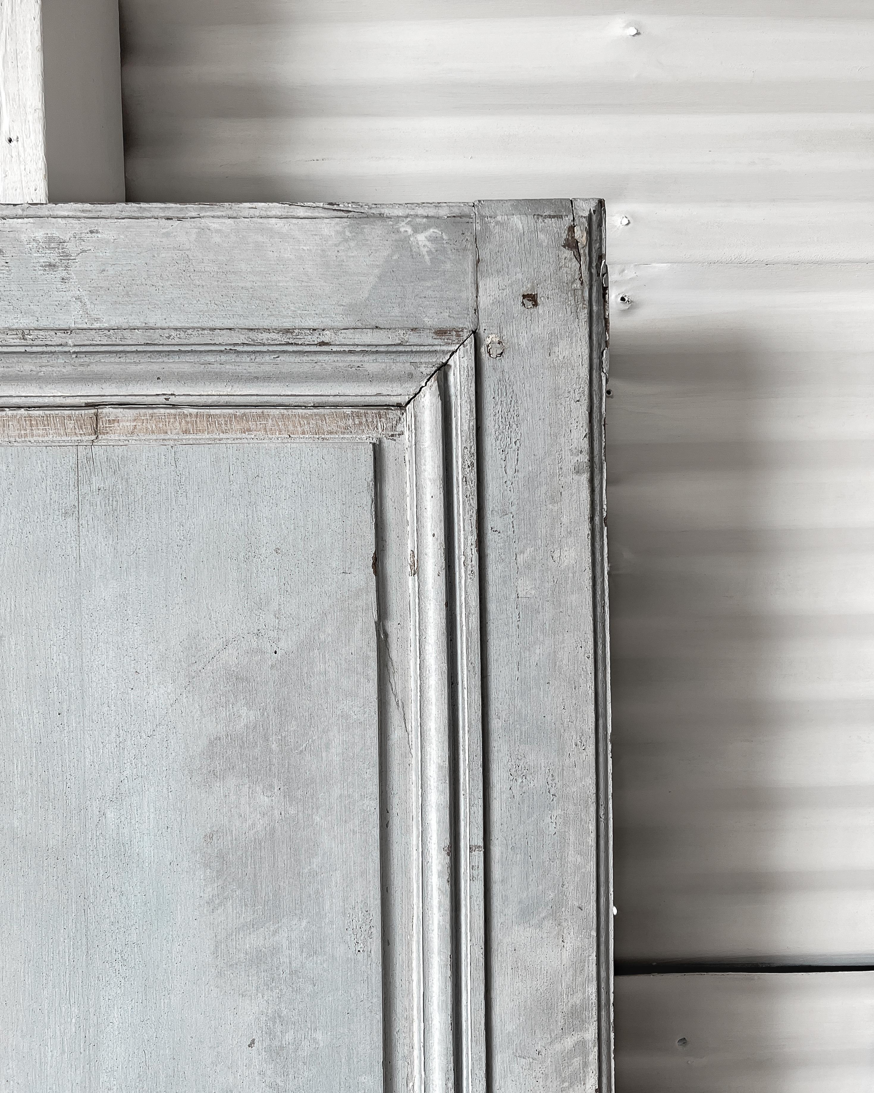 19th Century Reclaimed French Door with Light Blue Paint For Sale 2