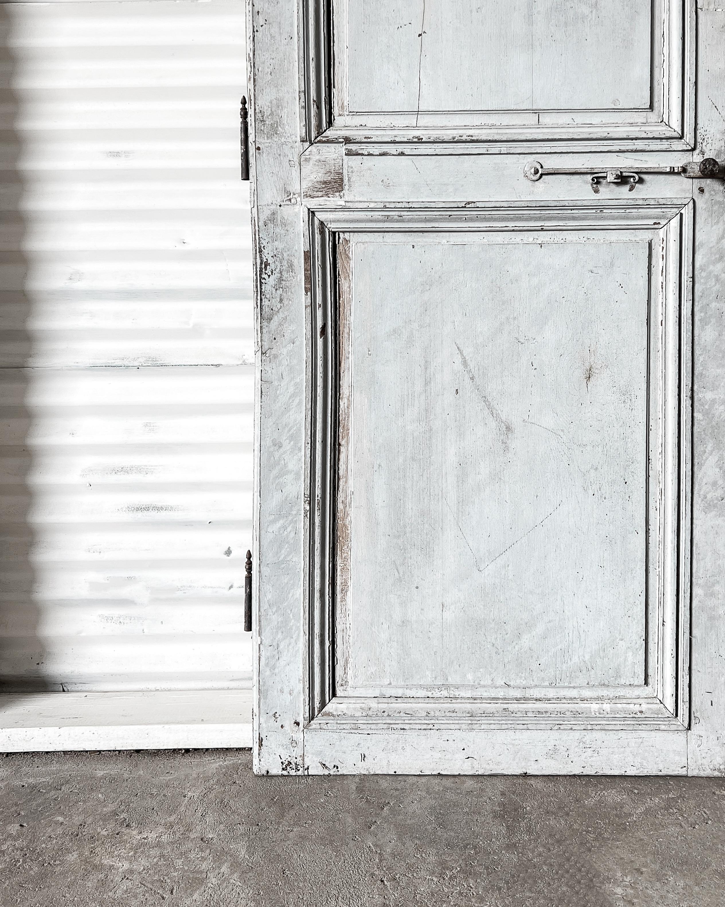 19th Century Reclaimed French Door with Light Blue Paint For Sale 3