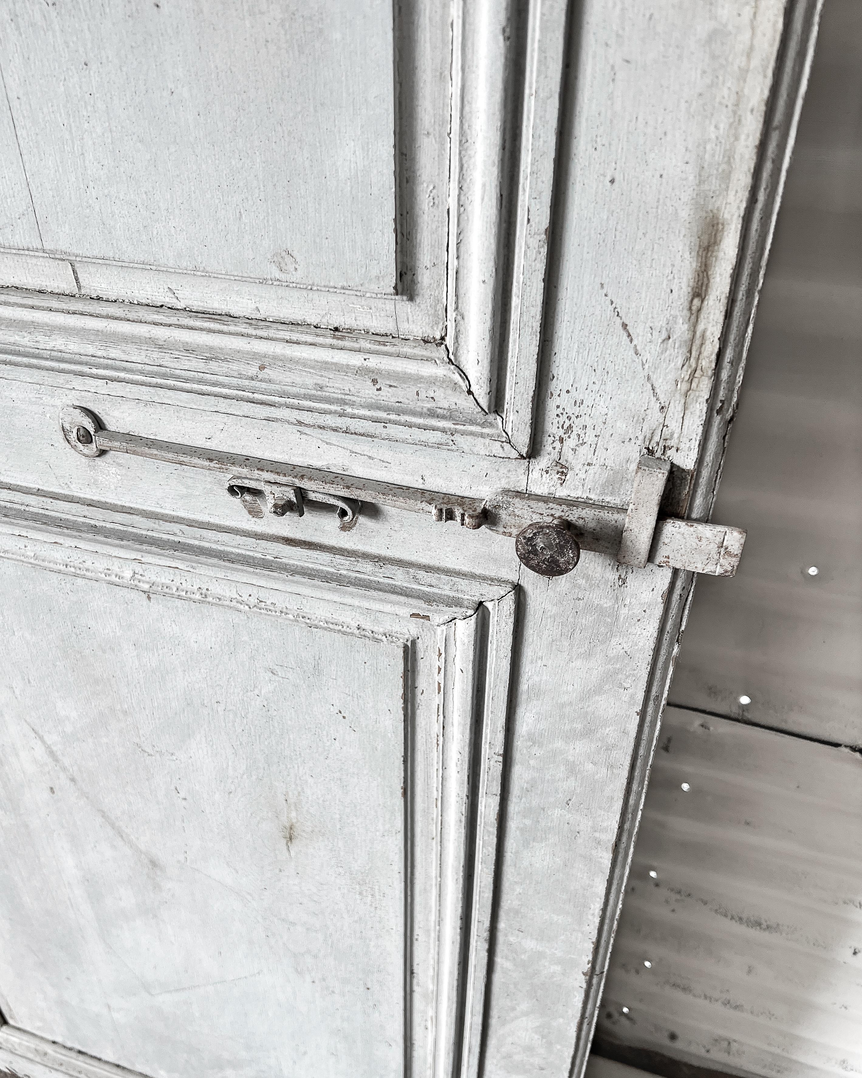 19th Century Reclaimed French Door with Light Blue Paint For Sale 4