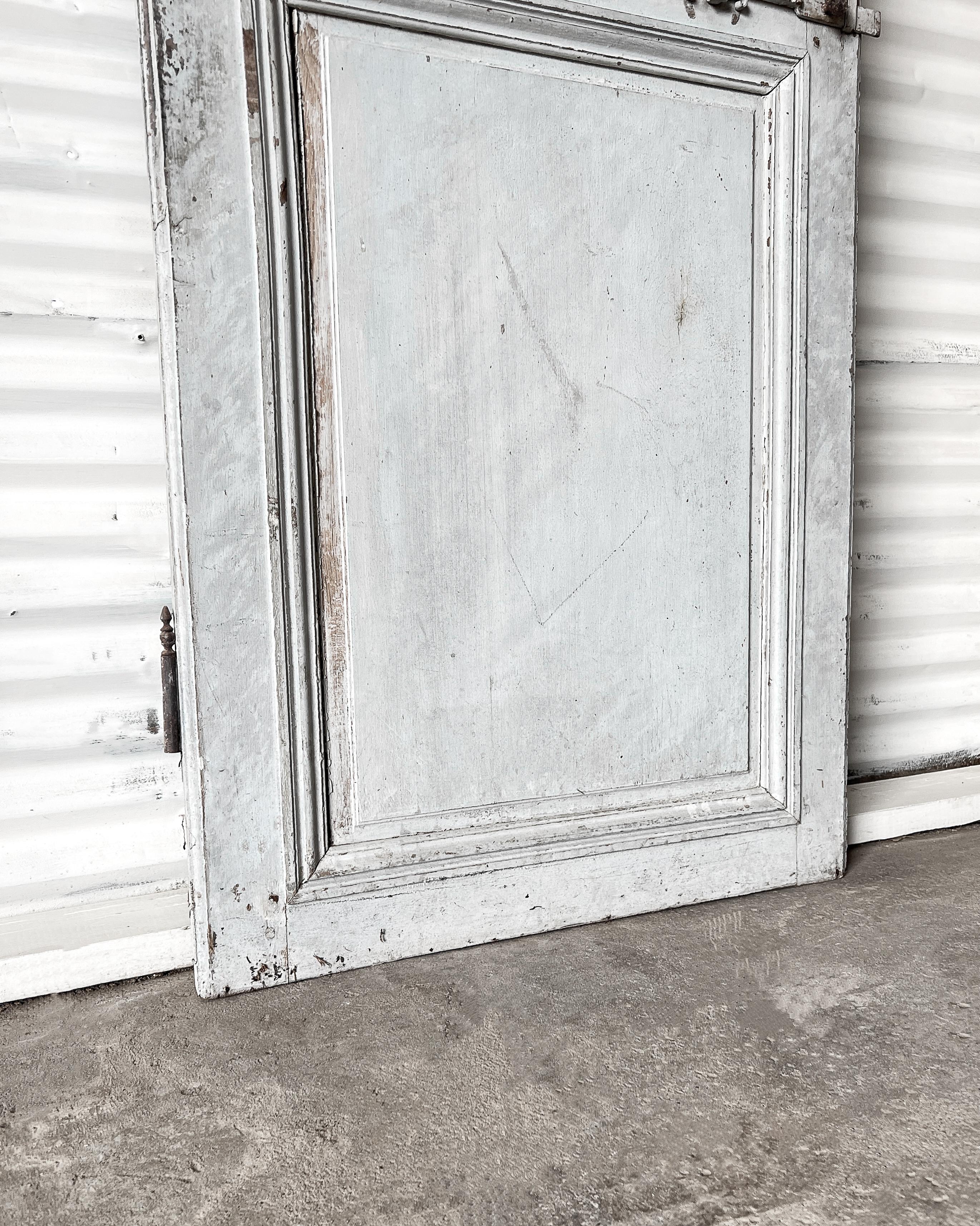 19th Century Reclaimed French Door with Light Blue Paint For Sale 5
