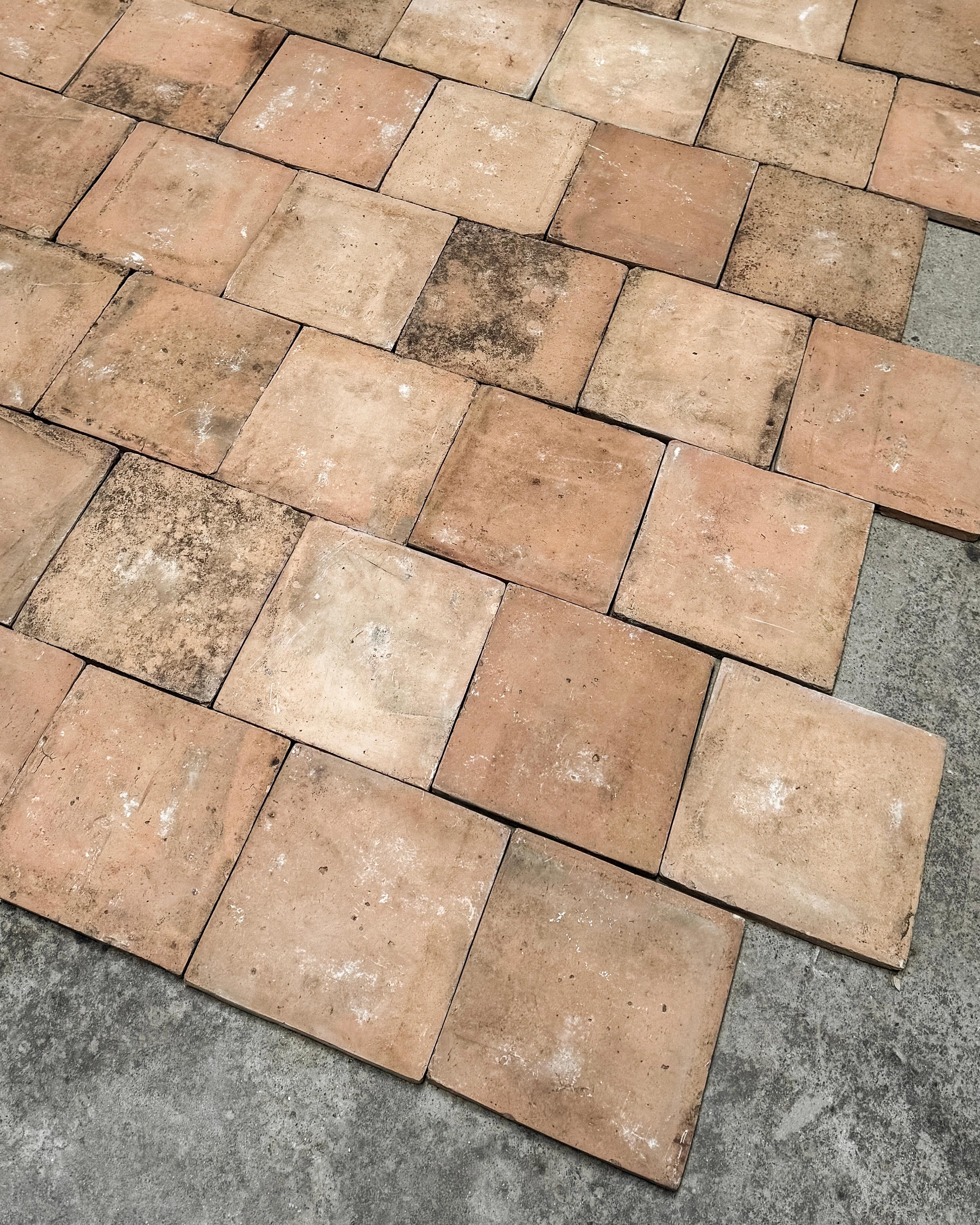Recycelte französische Terrakotta-Kacheln aus dem 19. Jahrhundert, 46 SF im Angebot 1