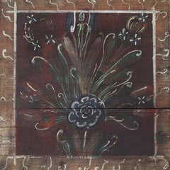 Panneau d'art populaire peint rustique récupéré du 19e siècle / Décoration murale
