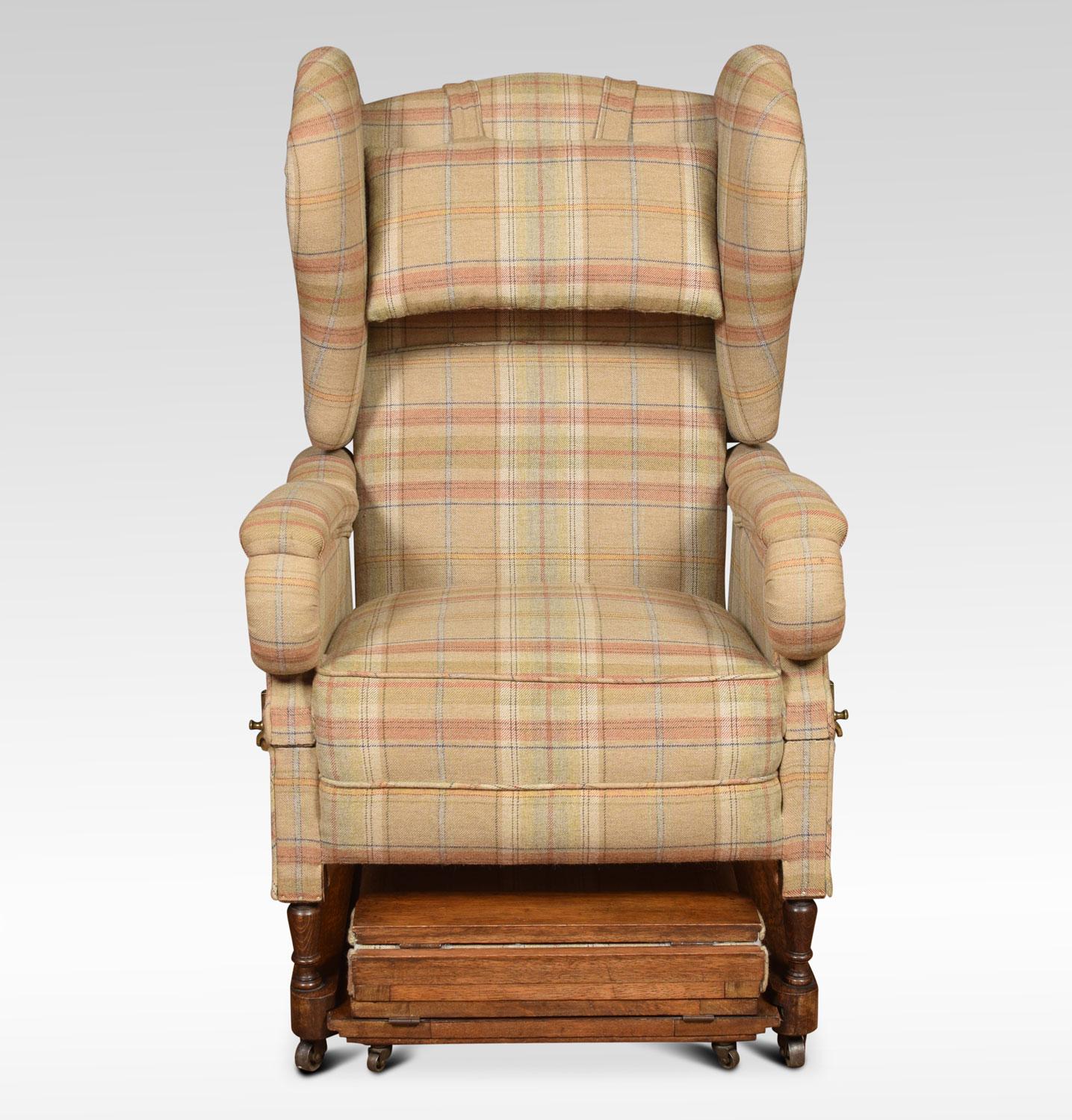 British 19th Century Reclining Wing Armchair For Sale