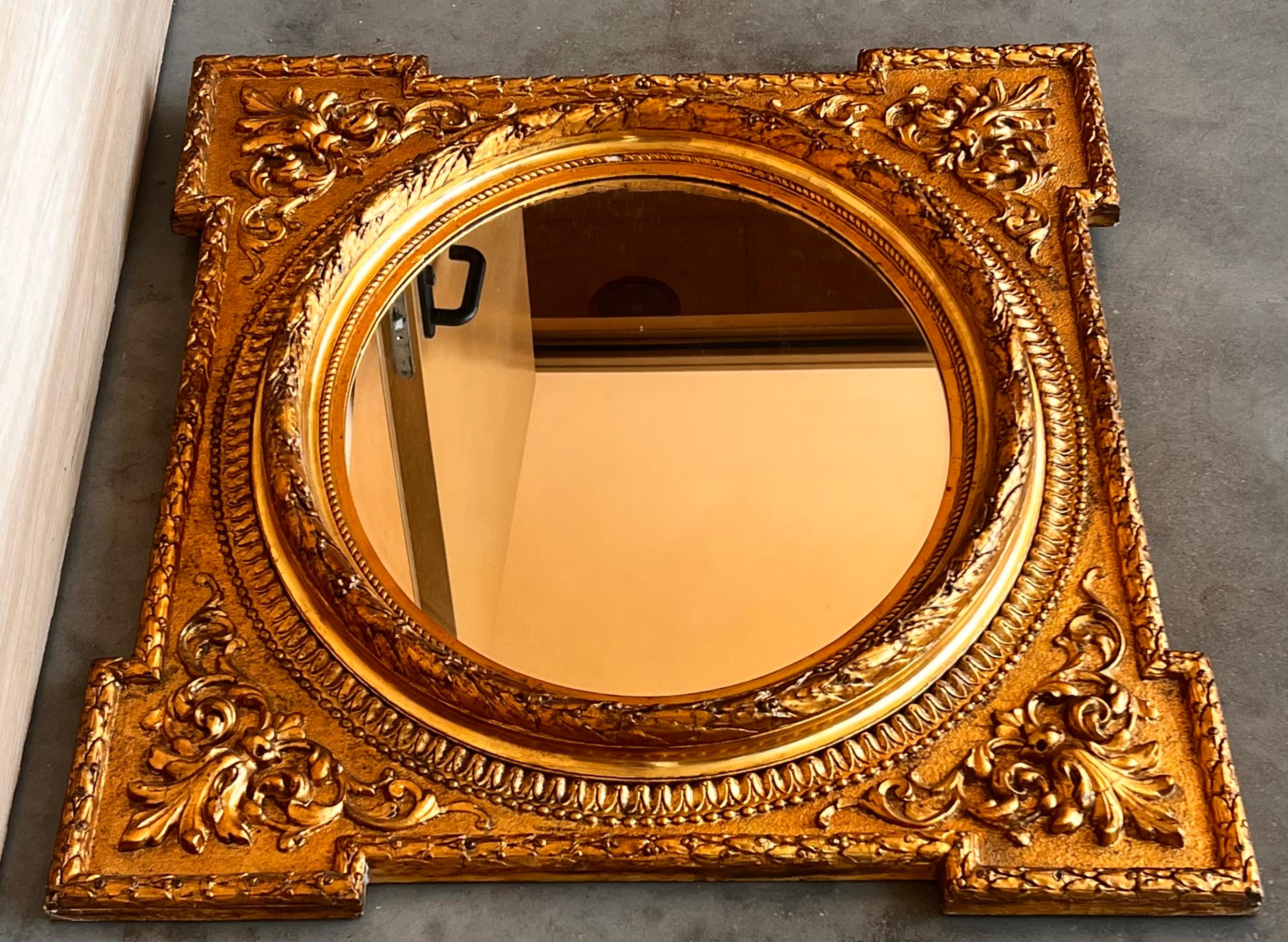 Rococo 19th Century Rectangular French Giltwood Carved Mirror For Sale