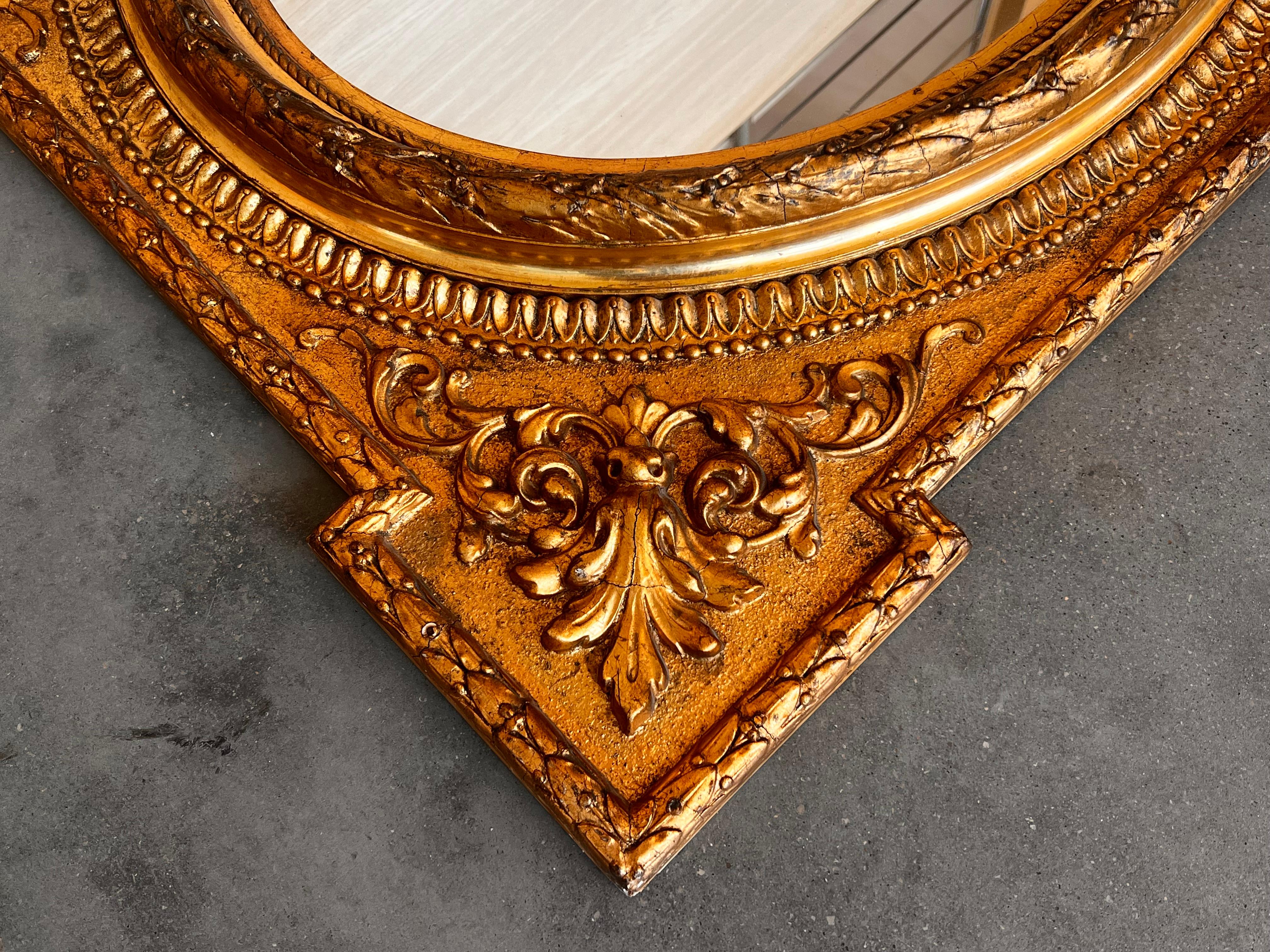 Französischer rechteckiger Spiegel aus Giltwood, 19. (Vergoldetes Holz) im Angebot