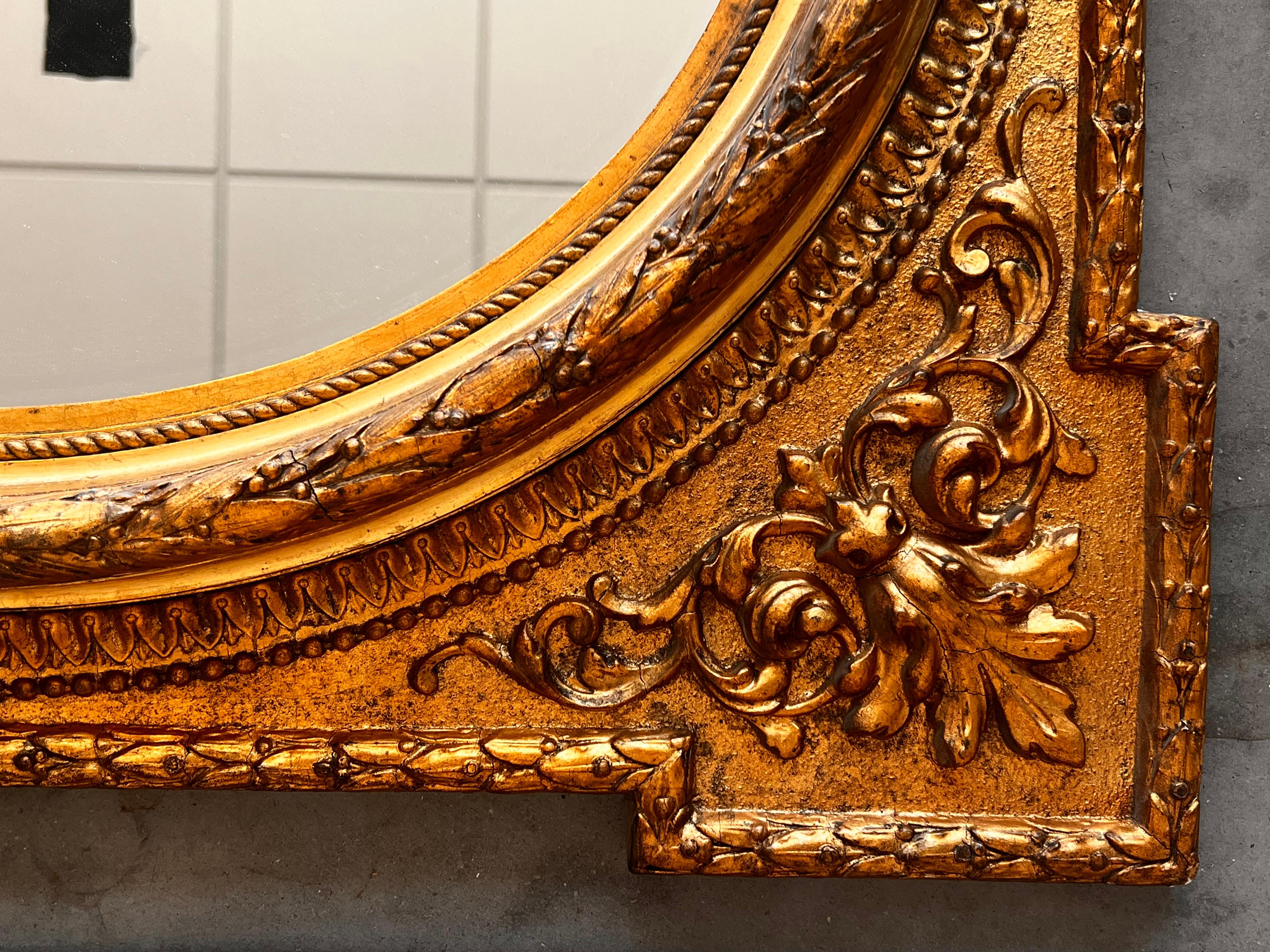 19th Century Rectangular French Giltwood Carved Mirror For Sale 3