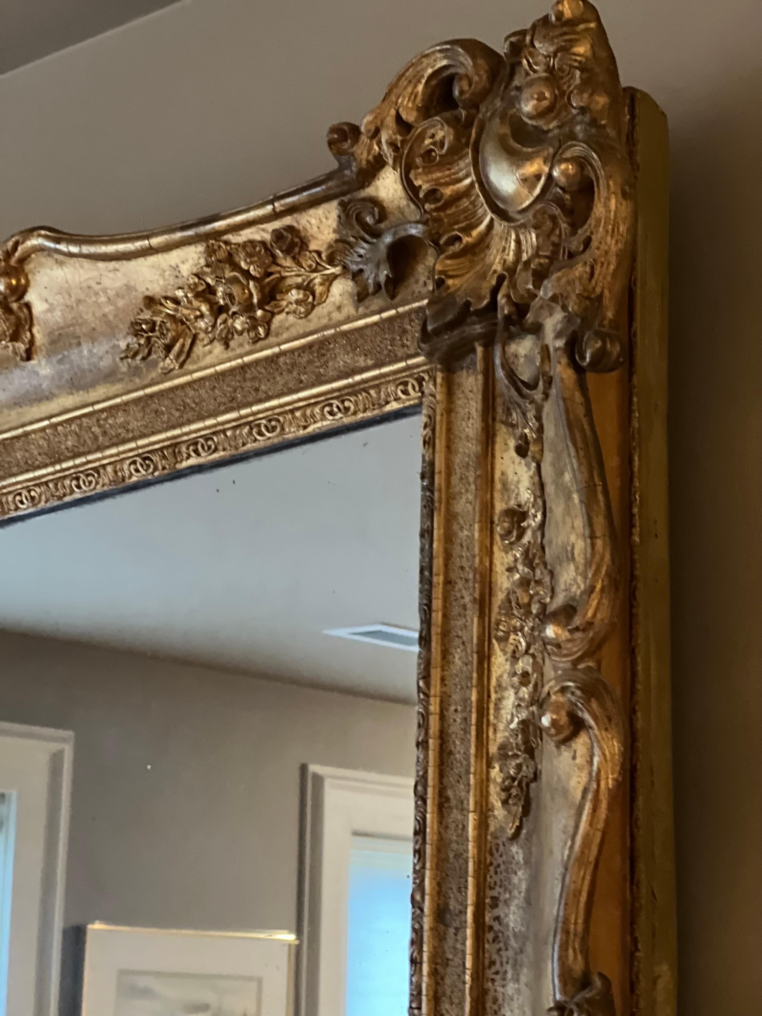 19th Century Rectangular French Napoleon III Giltwood Mirror For Sale 6