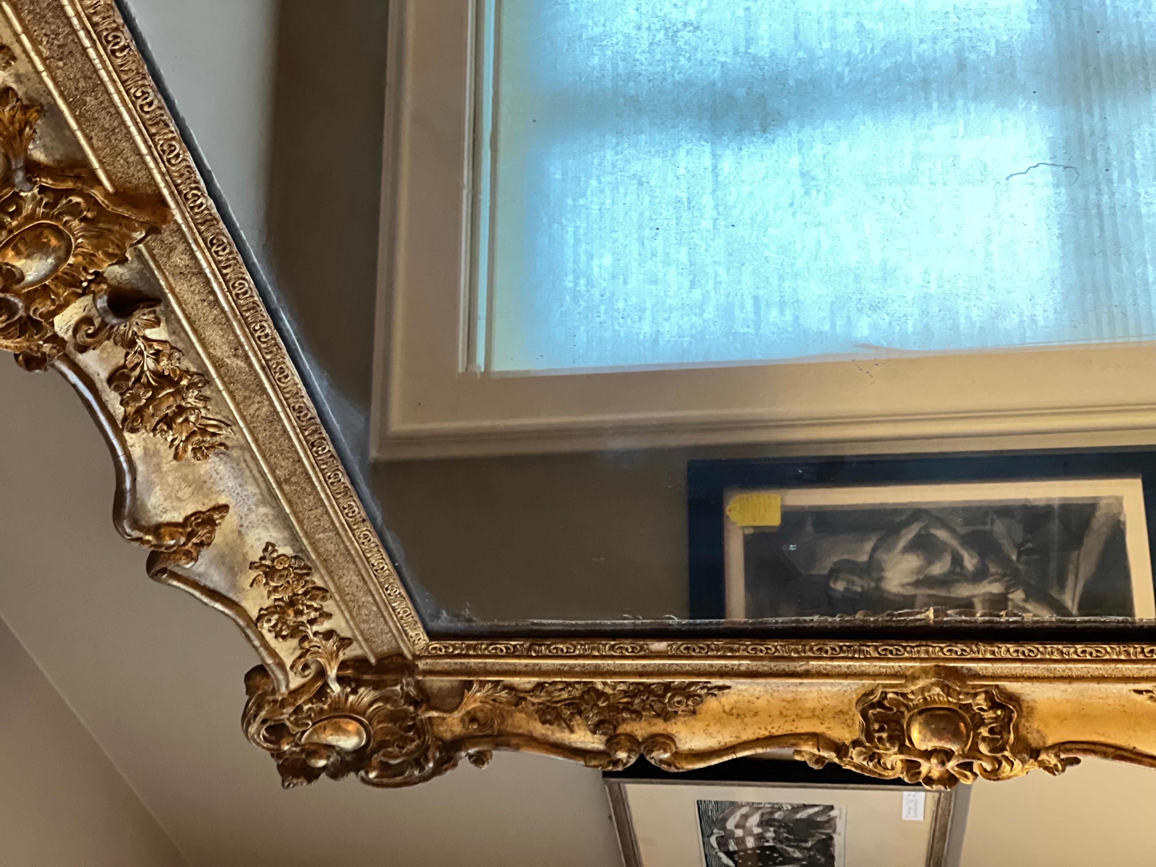 19th Century Rectangular French Napoleon III Giltwood Mirror For Sale 7
