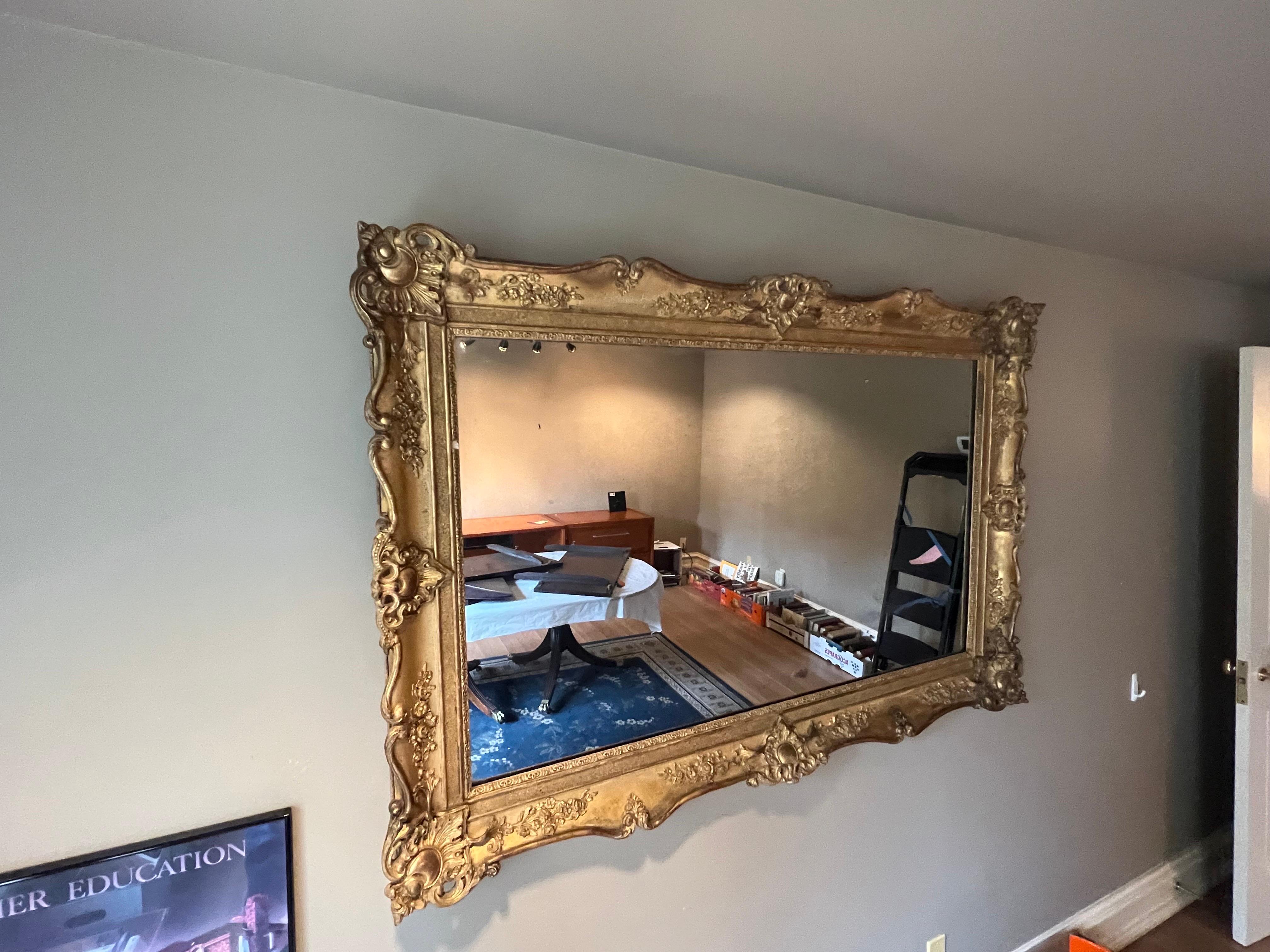Mid-19th Century 19th Century Rectangular French Napoleon III Giltwood Mirror For Sale