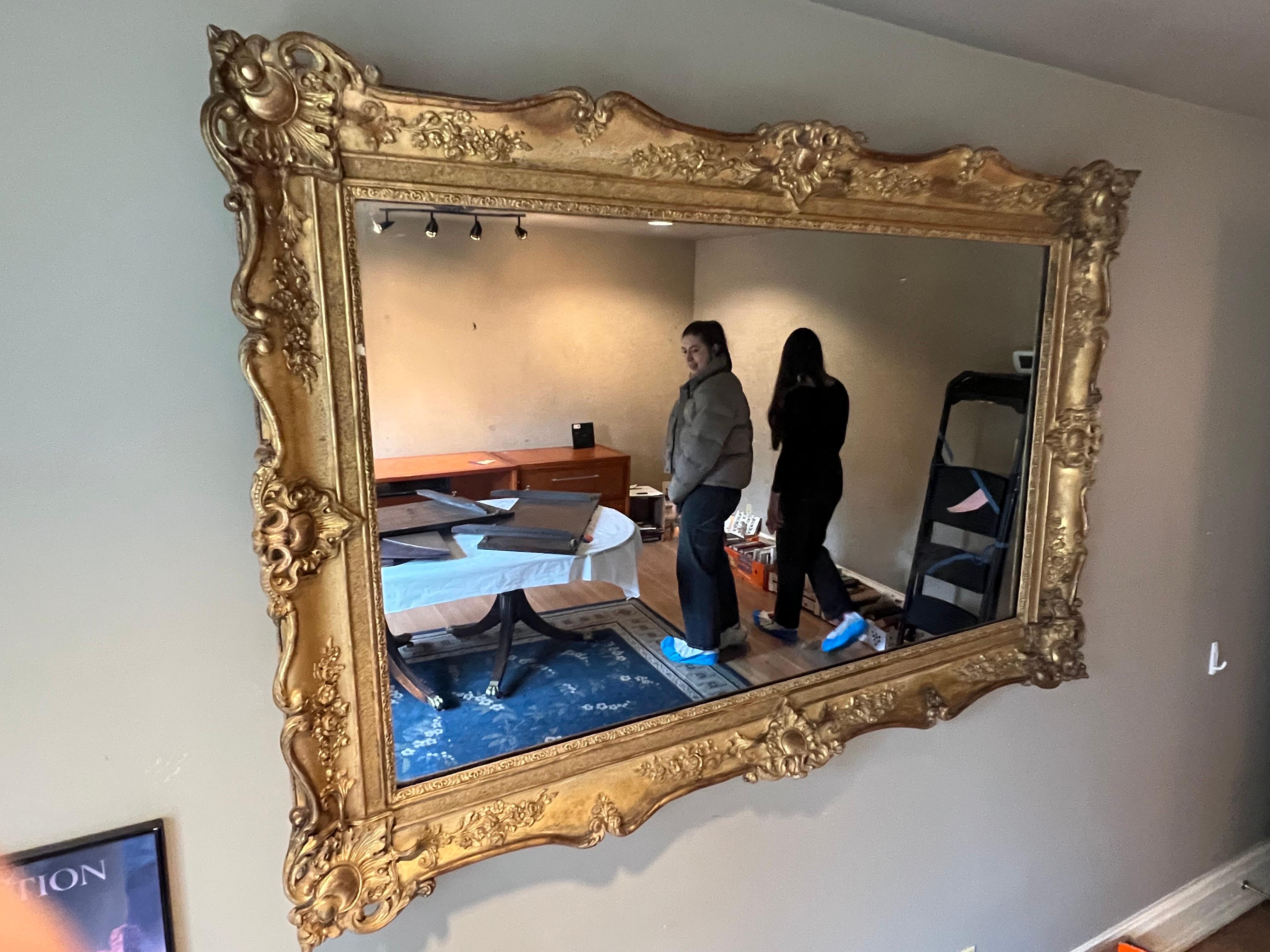 19th Century Rectangular French Napoleon III Giltwood Mirror For Sale 1