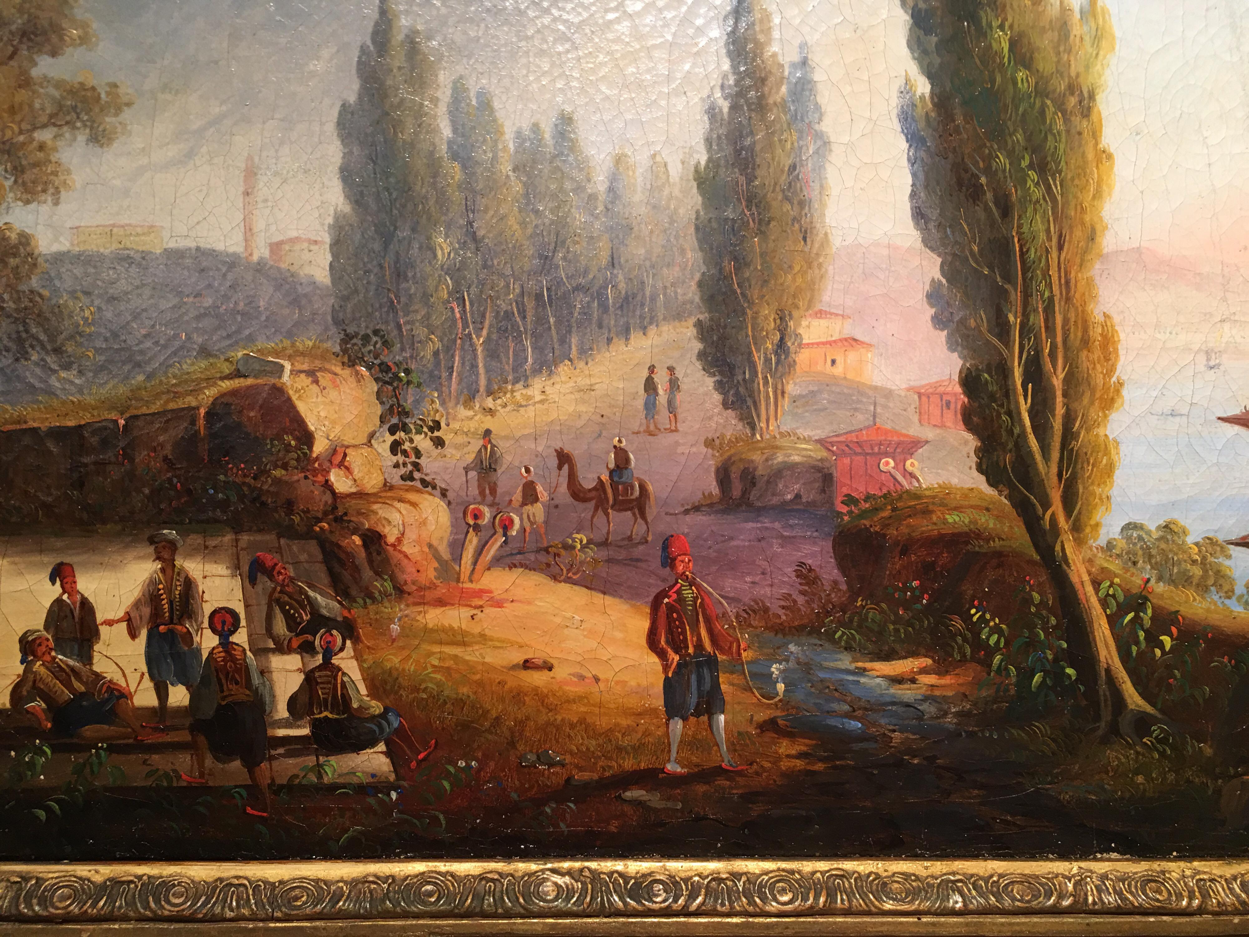 19th Century Rectangular French School Oriental Landscape Painting, 1850 8