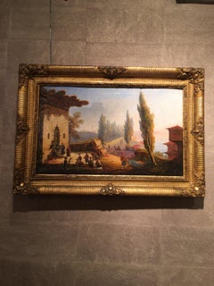 19th Century Rectangular French School Oriental Landscape Painting, 1850