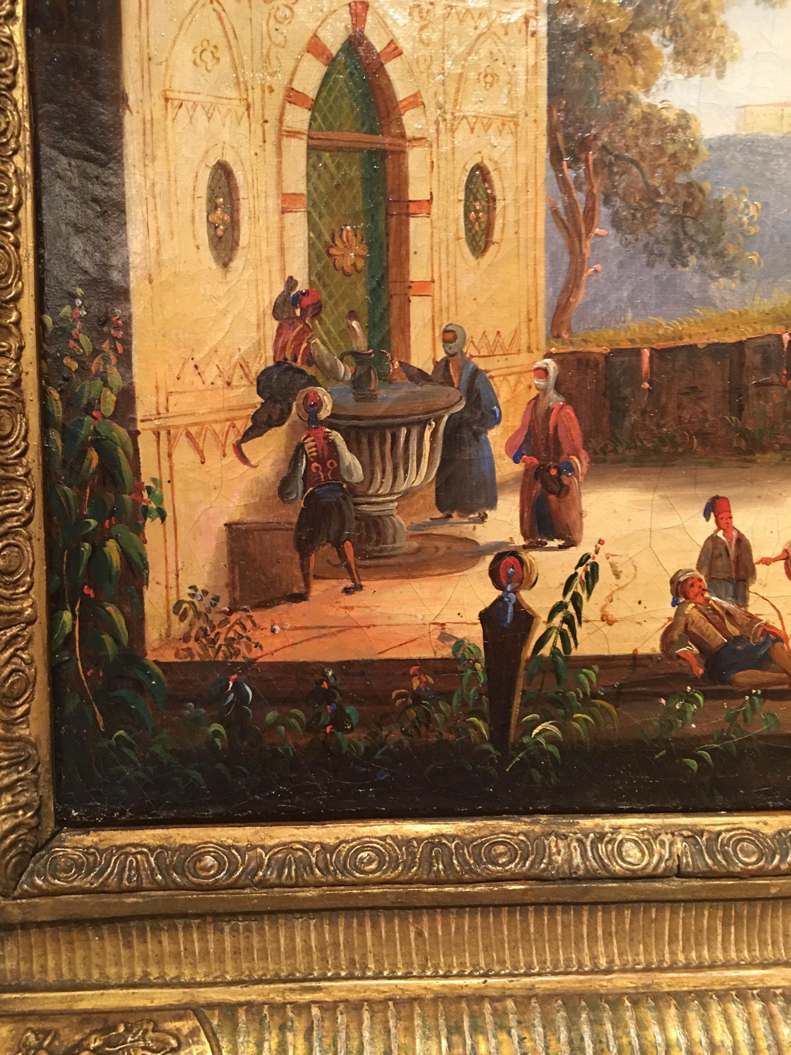 19th Century Rectangular French School Oriental Landscape Painting, 1850 In Good Condition In Roma, IT