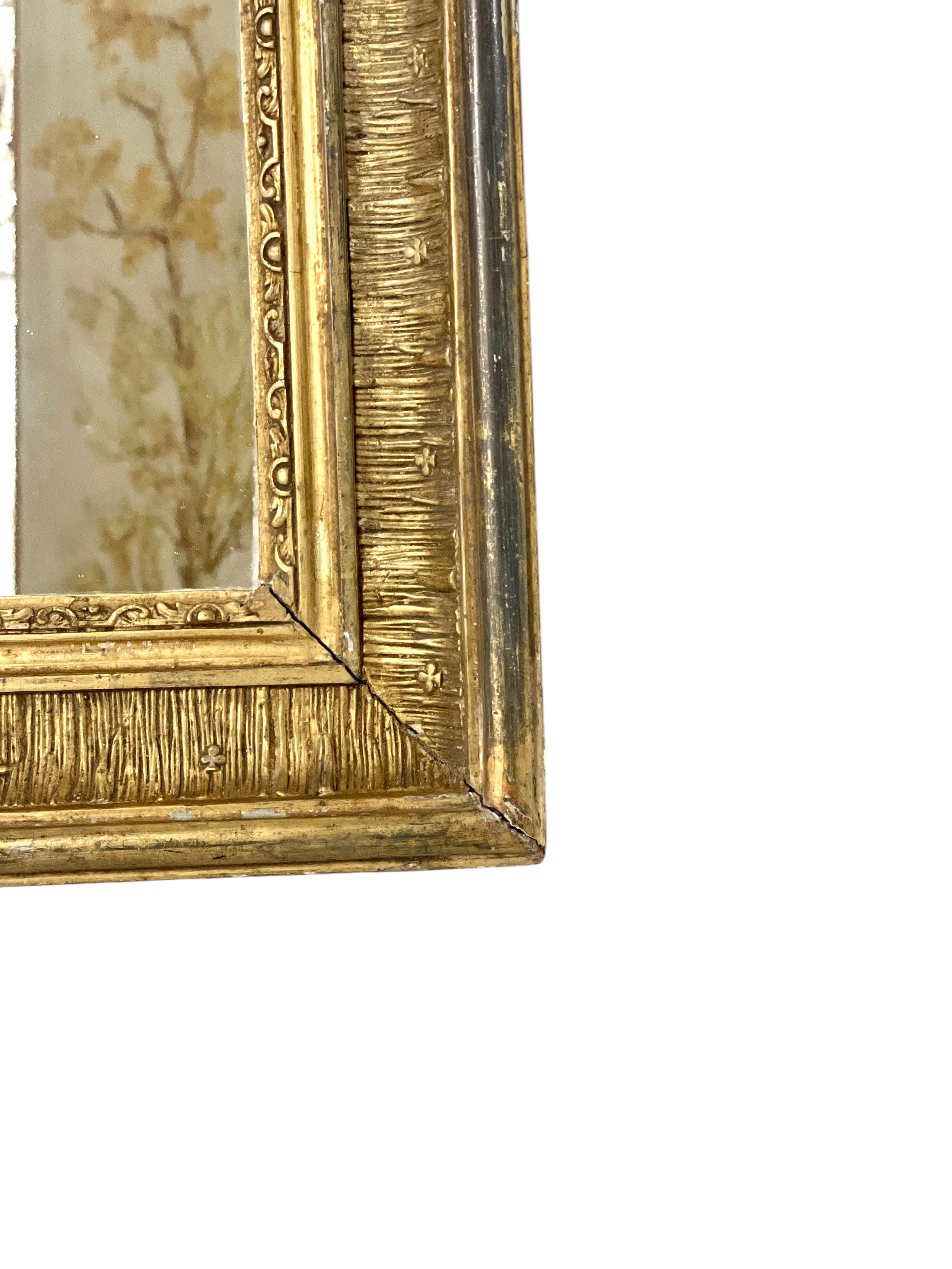Espejo rectangular neoclásico de madera dorada, Francia S. XIX en Bueno estado para la venta en LA CIOTAT, FR