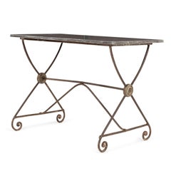 19th Century Rectangular Iron Table Base and Bluestone Top