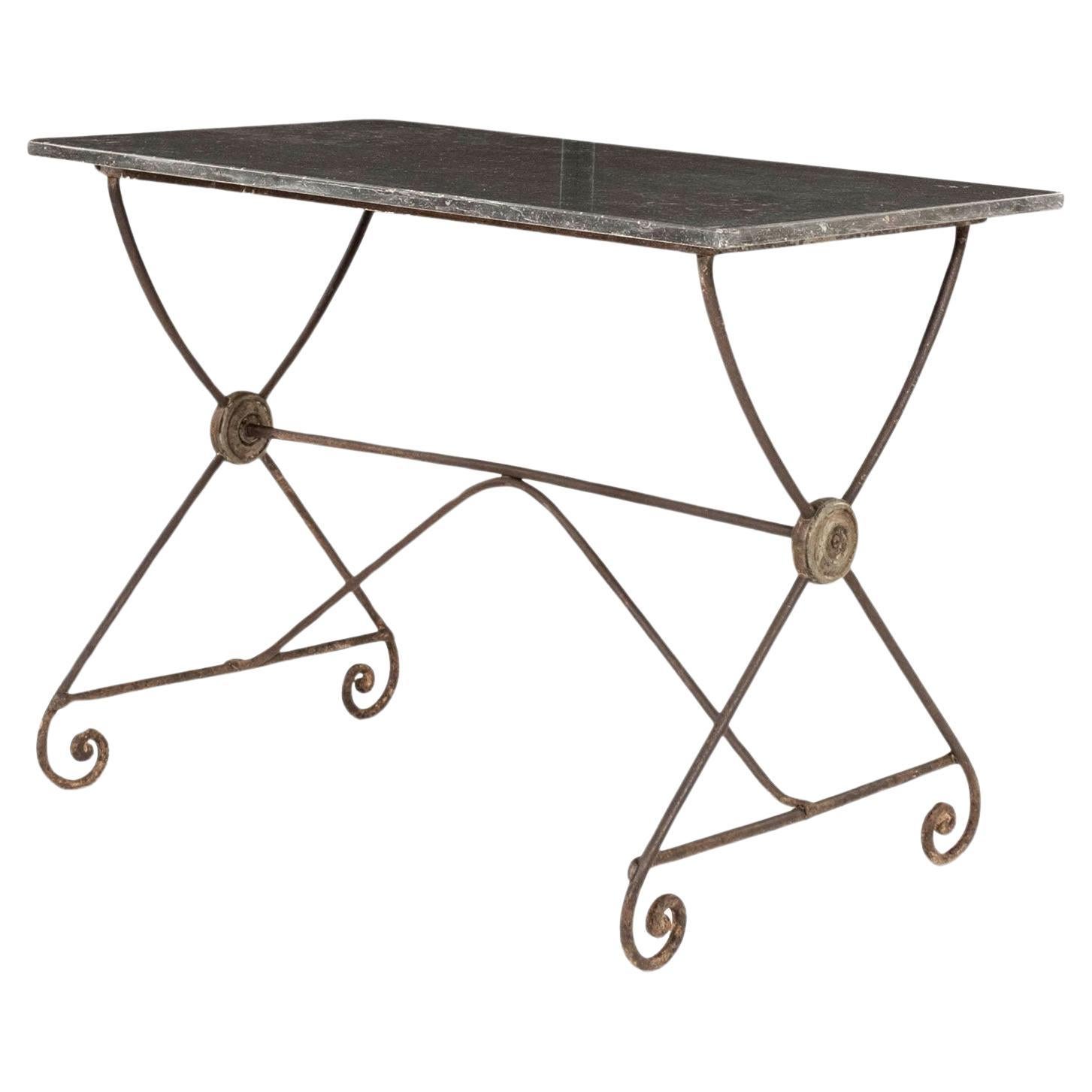 19th Century Rectangular Iron Table Base and Bluestone Top For Sale